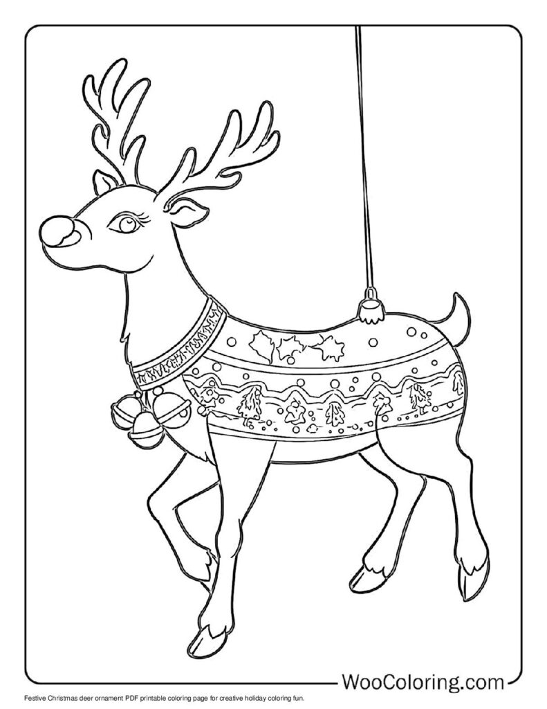 Ornament Reindeer Printable Color Sheets