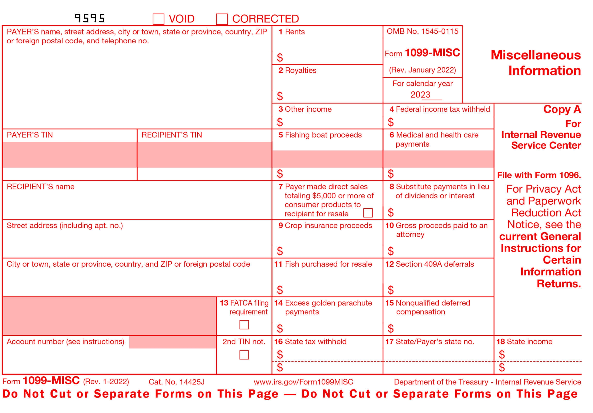 Printable Blank 1099-Misc Form