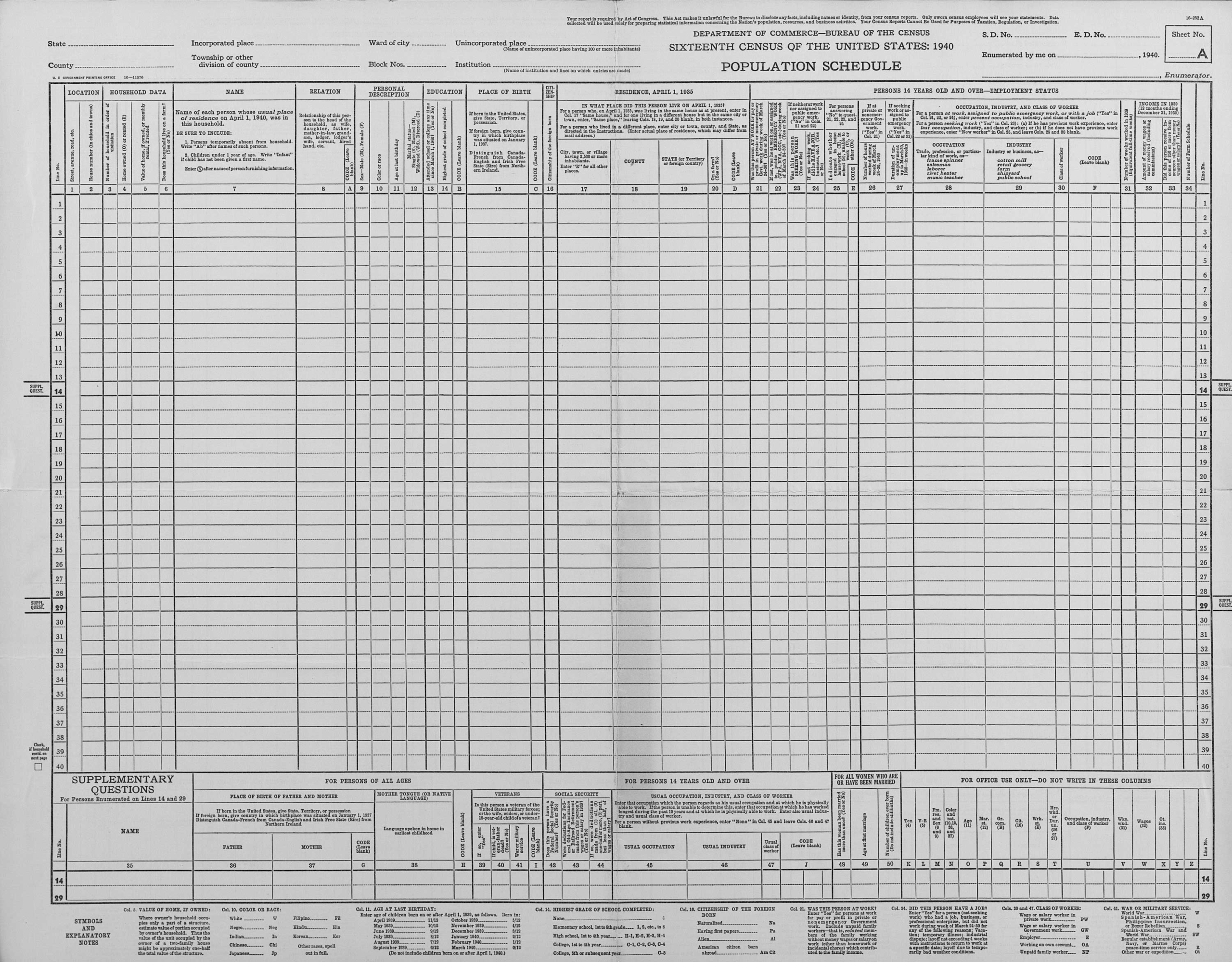 1940 Census MyHeritage