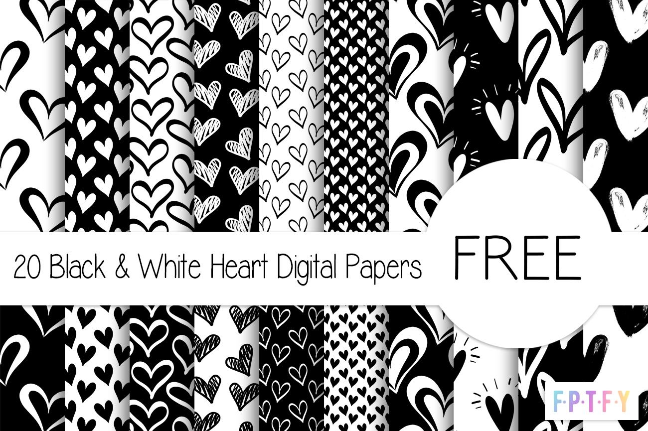 20 Free Black And White Heart Digital Papers Free Pretty Things For You