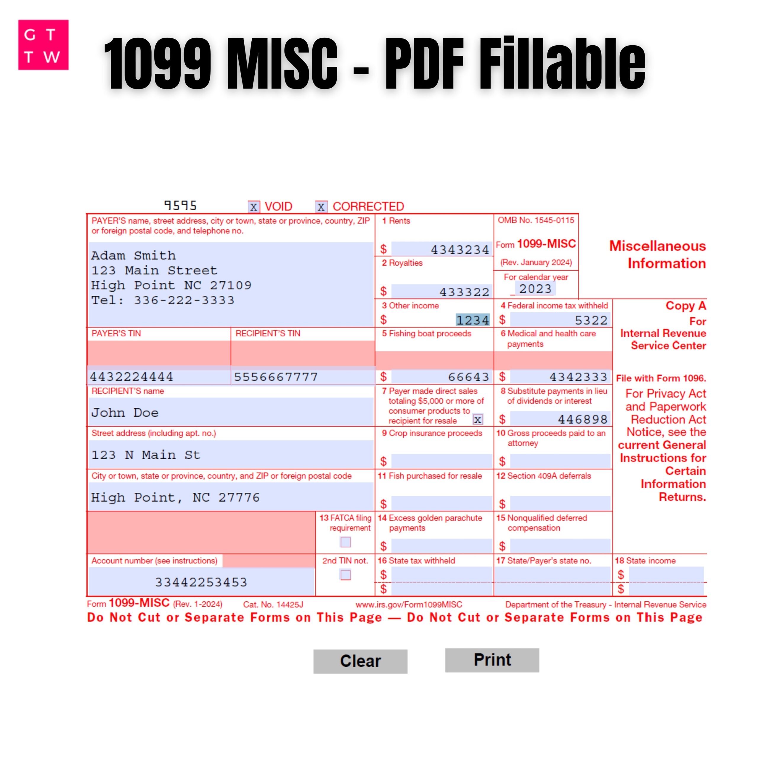 Fillable And Printable 1099 Forms For 2025