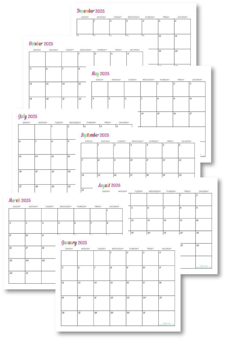 2025 Custom Editable Printables Calendars