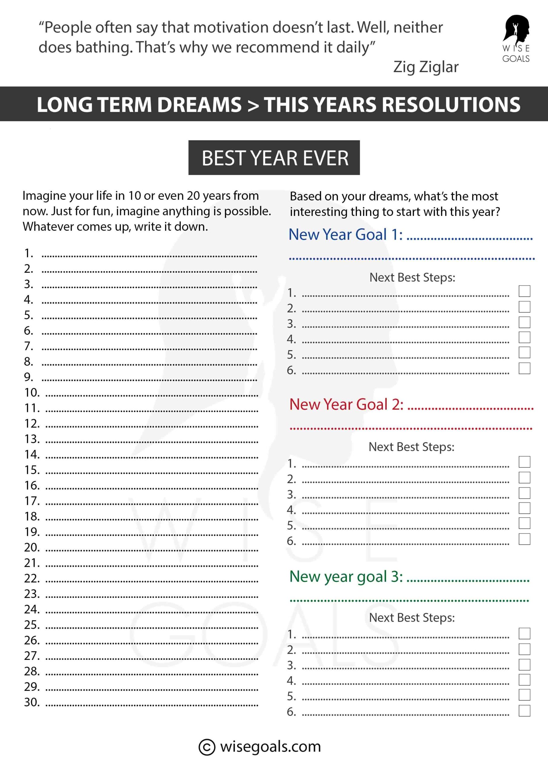 A More Effective Approach With New Year s Resolution Worksheets