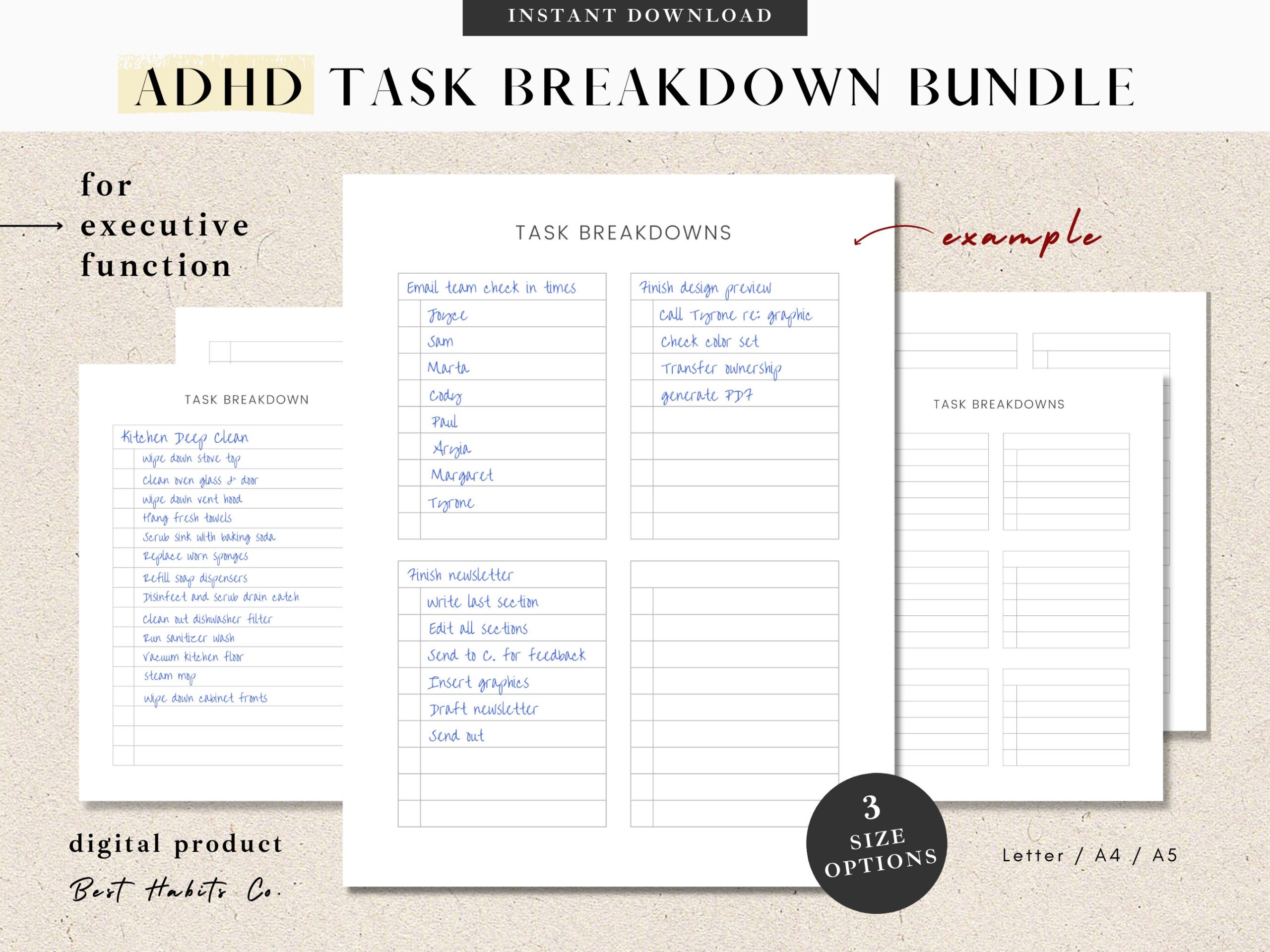 ADHD TASKS SUBTASKS Breakdown Sheet List For Executive Function Notes For Projects Pdf Ready To Print Adhd To Do List Letter a4 a5 Etsy