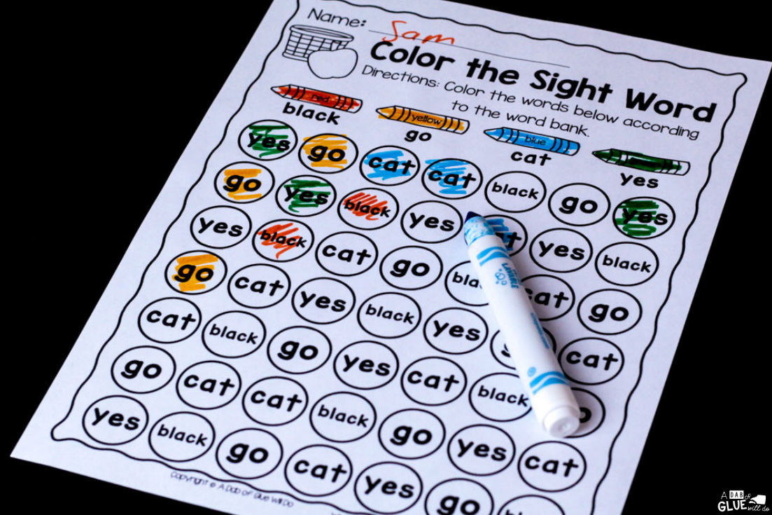 Apple Editable Sight Word Activity A Dab Of Glue Will Do