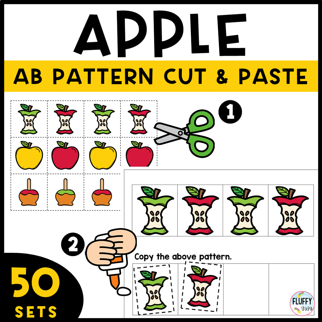 Apple Patterns Printables FREE 4 ABAB Patterns FluffyTots