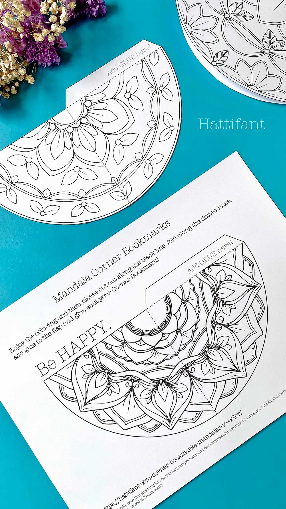 Beautiful Mandala Corner Bookmarks To Color And Craft Hattifant