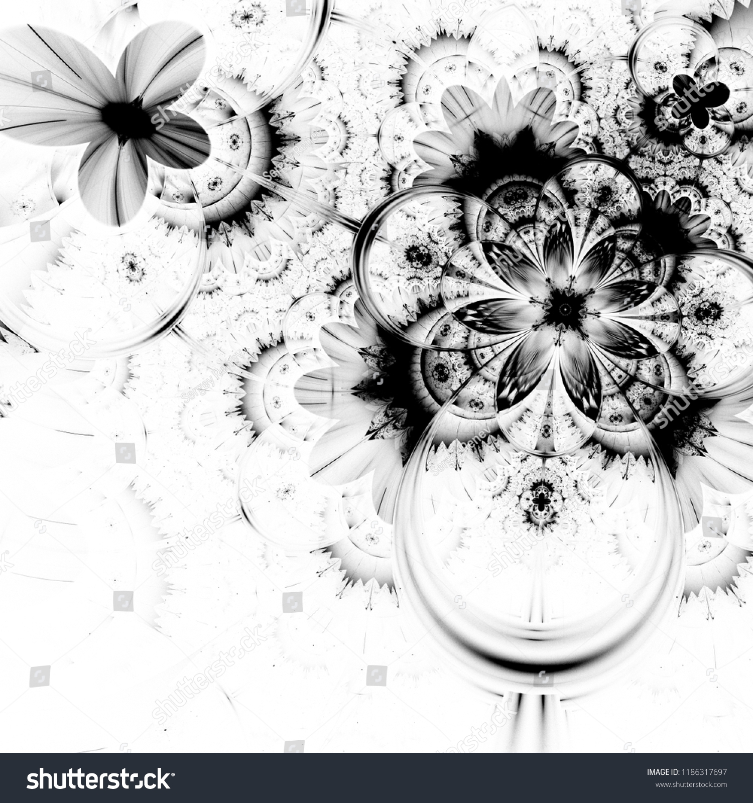 Black White Floral Printable Scrapbook Paper Stock Illustration 1186317697 Shutterstock