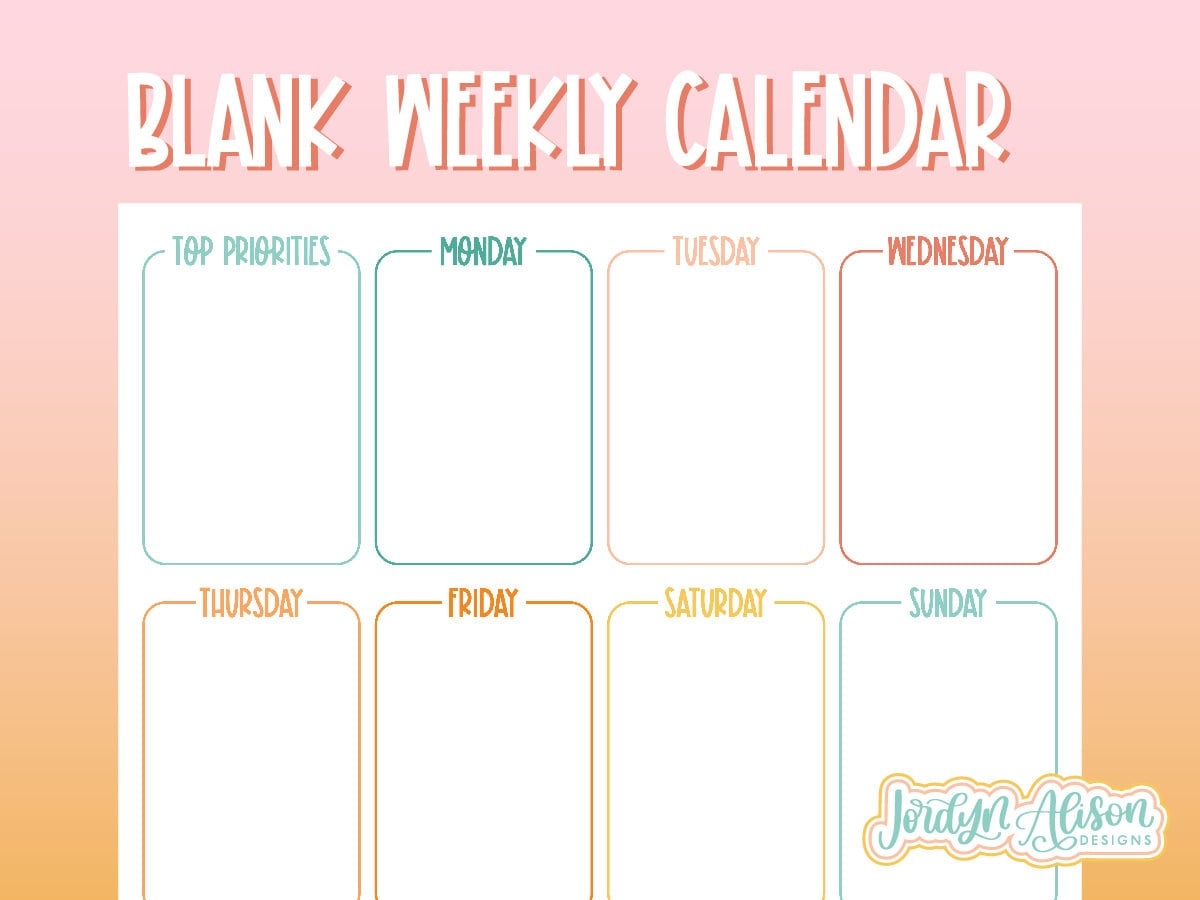 Printable Weekly Calendar Pages