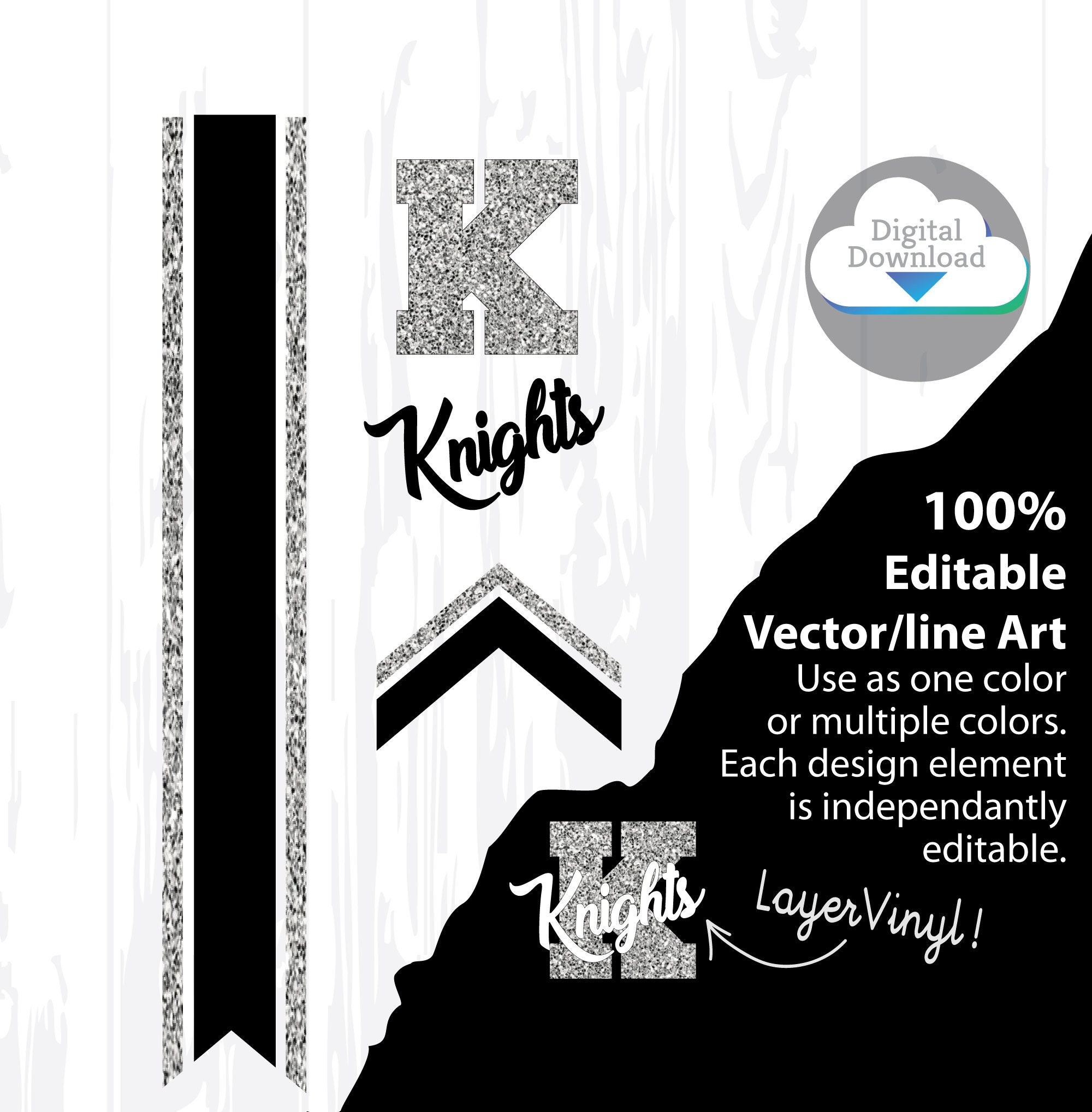 Cheer Bow Template KNIGHTS Stripes Arrow Tails Svg For Vinyl Heat Transfer 3 Layout 5 8 Tails FREE Printable PDF How To Make A Bow