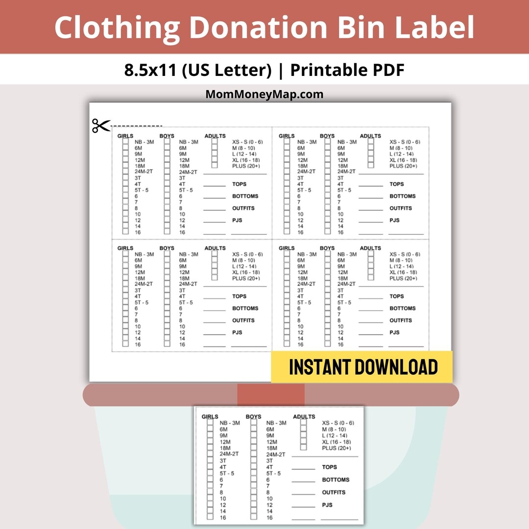 Clothing Donation Bin Printable PDF Donation Box Label Donation Drop Box Label Charity Bins Label Donation Container Label Template PDF Etsy UK