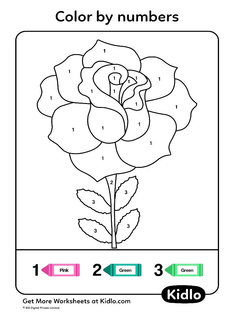 Color By Numbers Flowers Worksheet 22 Kidlo
