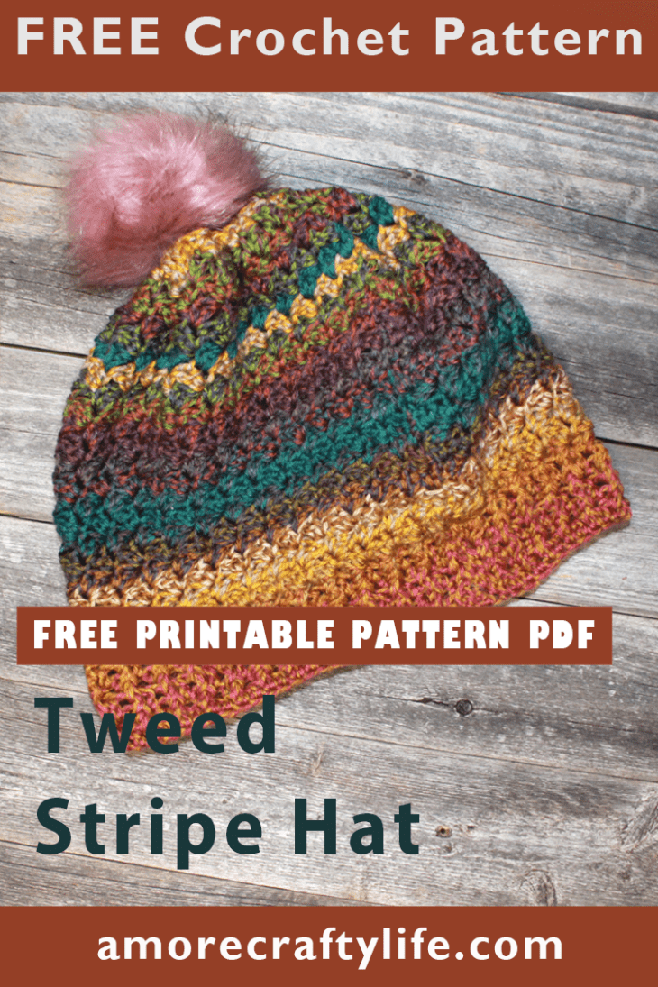Colorful Tweed Free Crochet Hat Pattern Worsted Weight Yarn A More Crafty Life