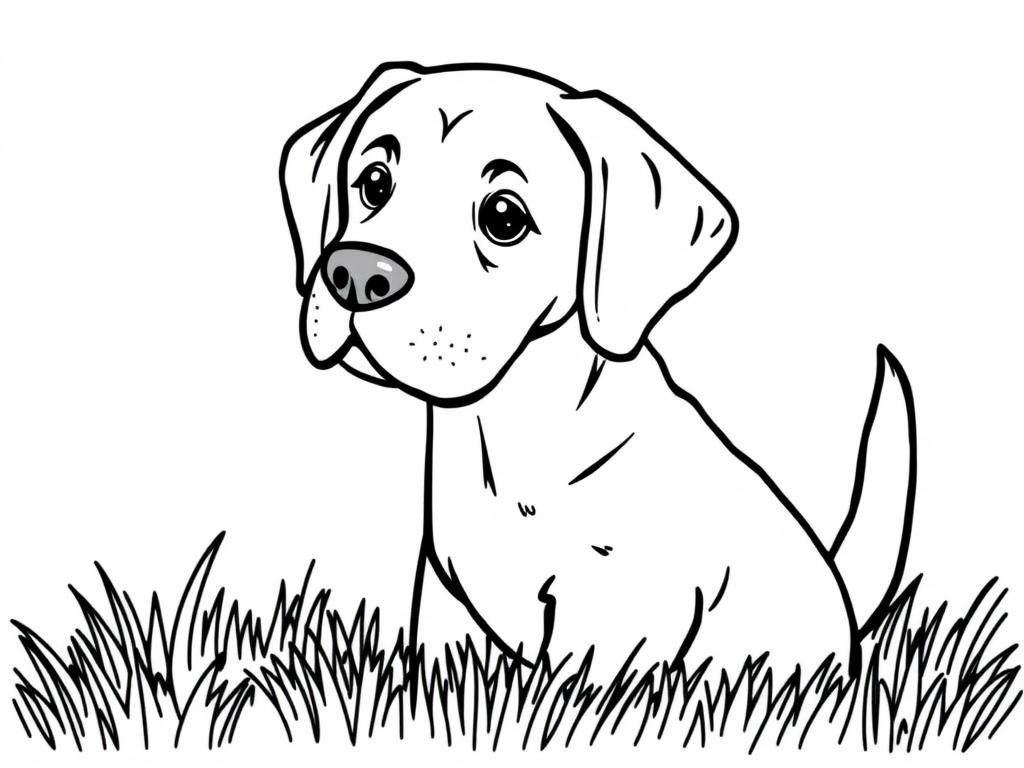 Coloring Page Of A Cute Dog Sitting In The Grass Free Printable Coloring Page