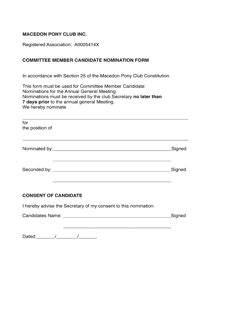 Committee Nomination Form Template Fill Out Sign Online DocHub