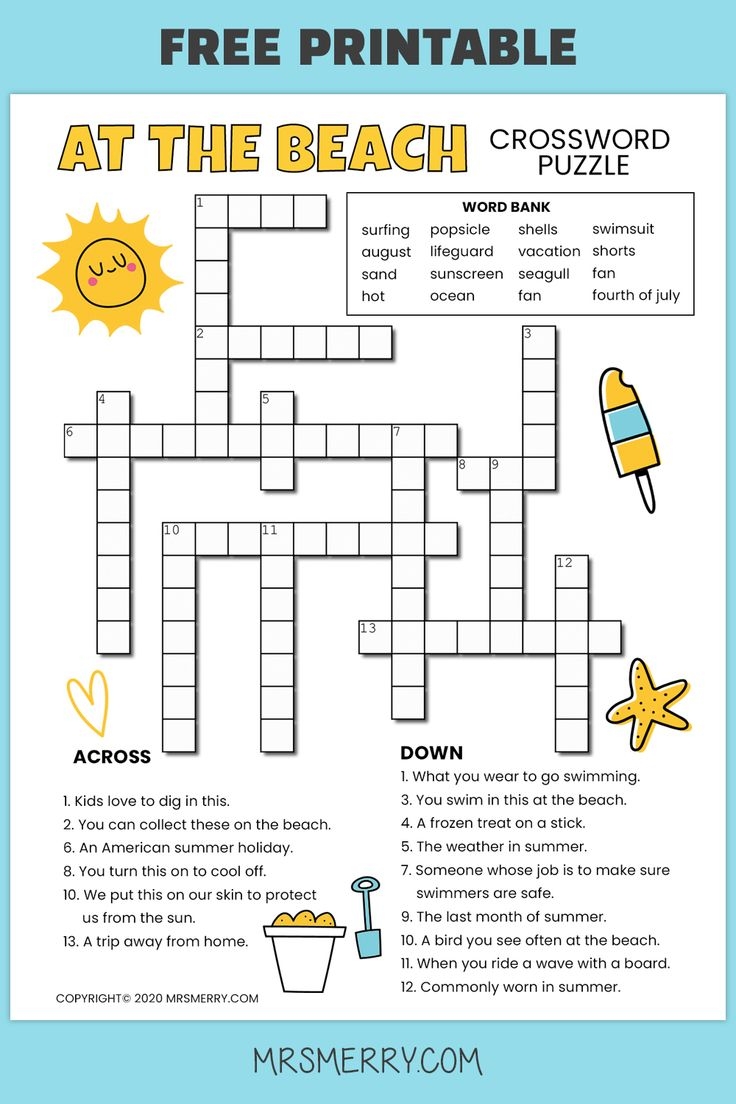 Elementary Crossword Puzzles Printable