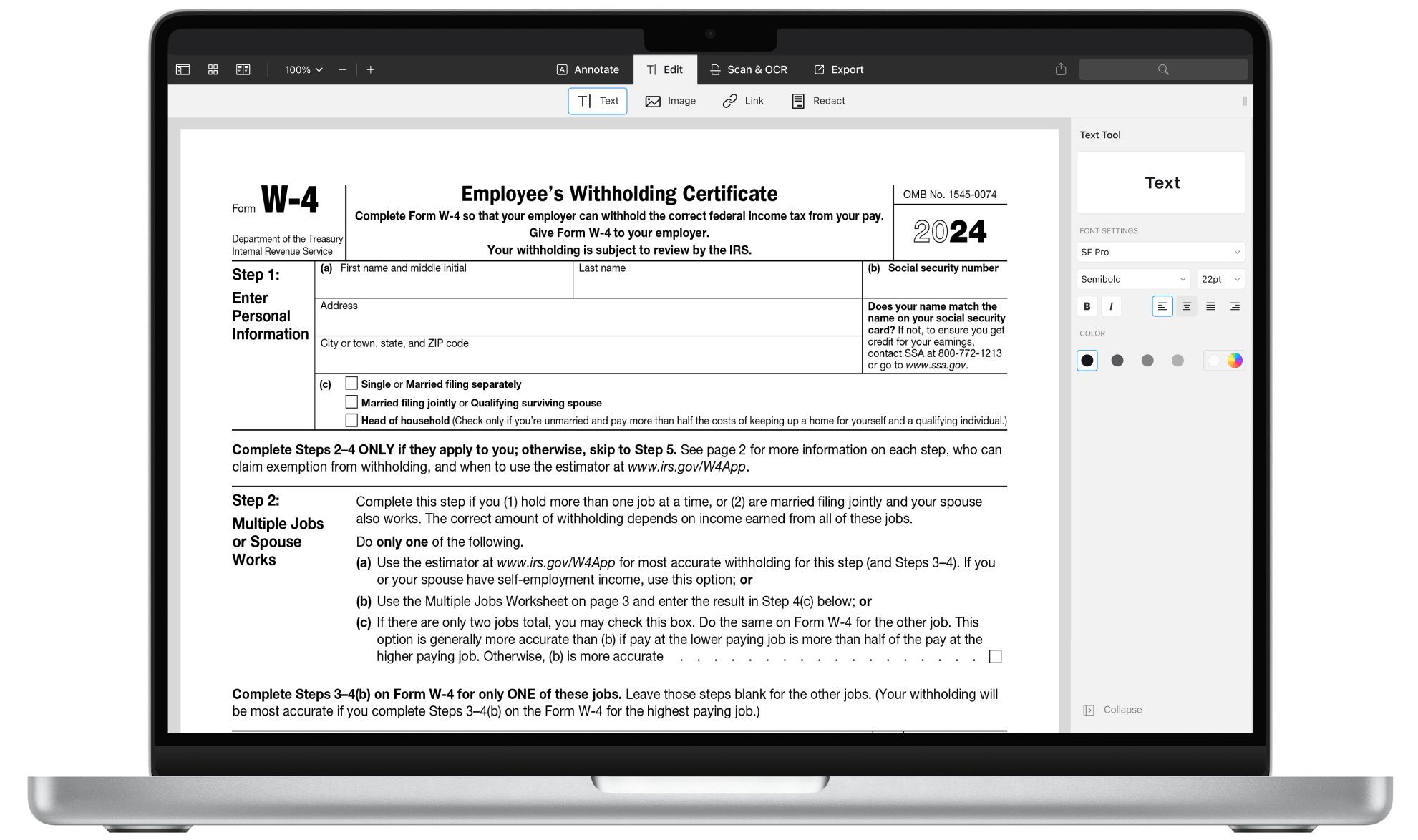 Das IRS Formular W4 F r 2024 Als PDF Ausf llen PDF Expert Worksheets Library