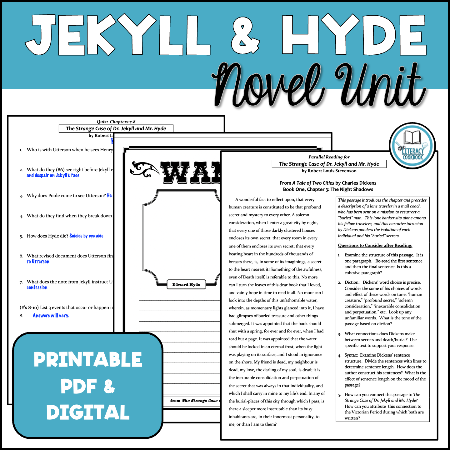Dr Jekyll And Mr Hyde Novel Unit Printable And Digital Classful