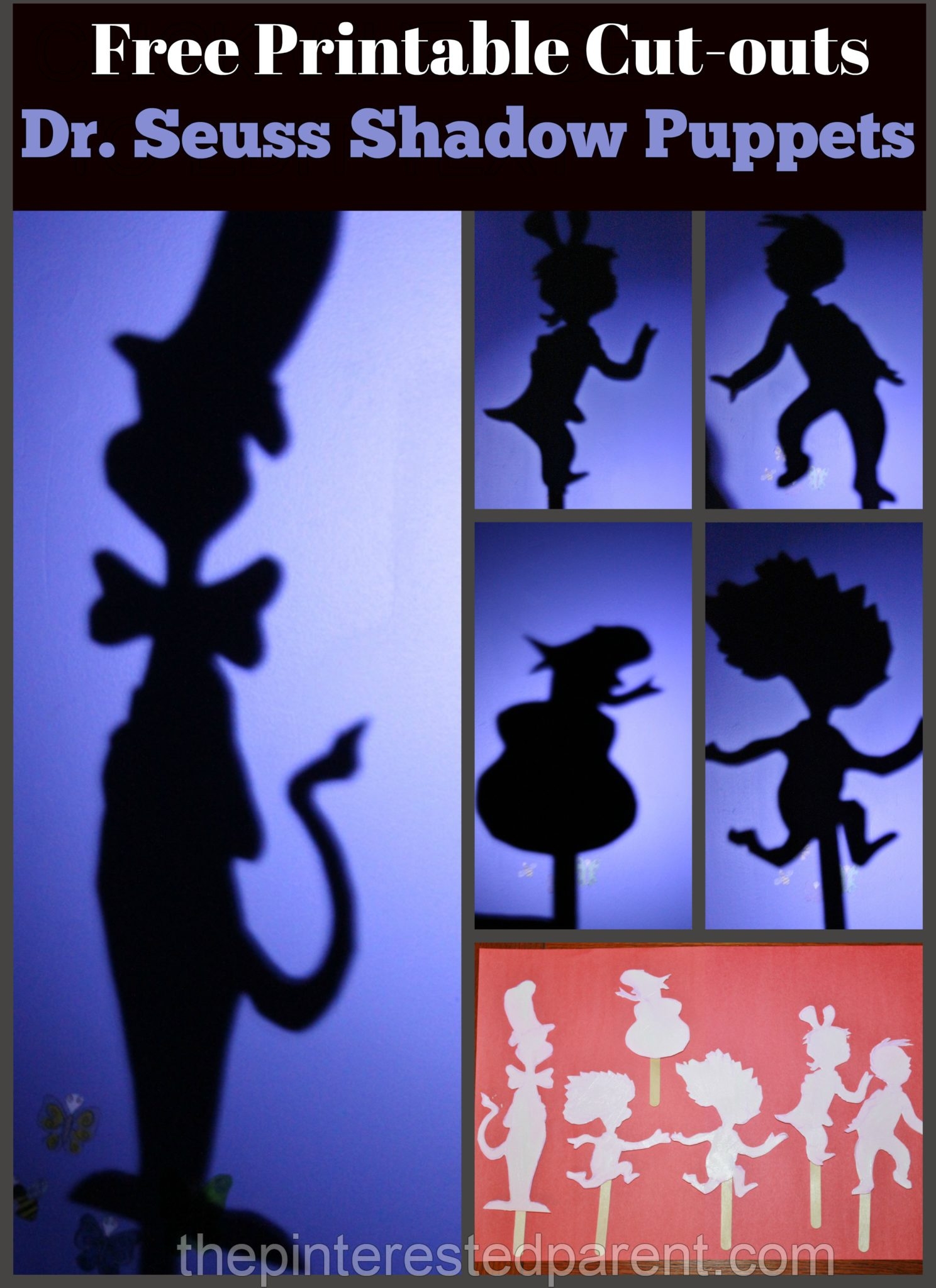 Dr Seuss Shadow Puppets Free Printable Cut outs The Pinterested Parent