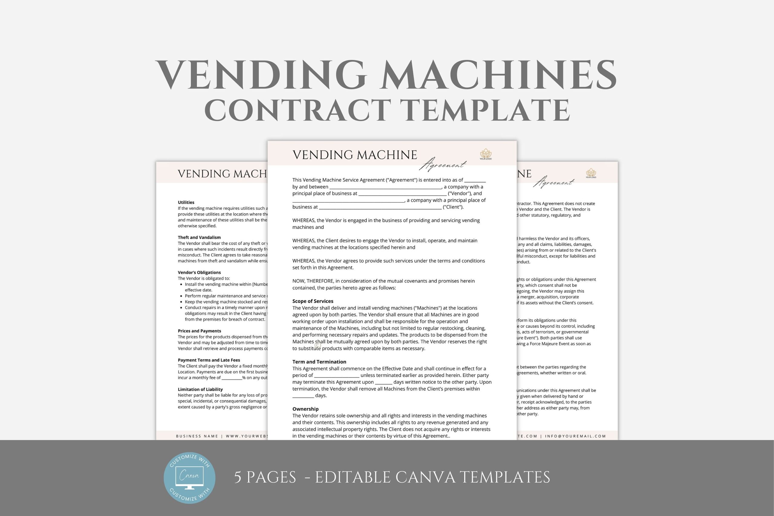 Free Printable Vending Machine Contracts