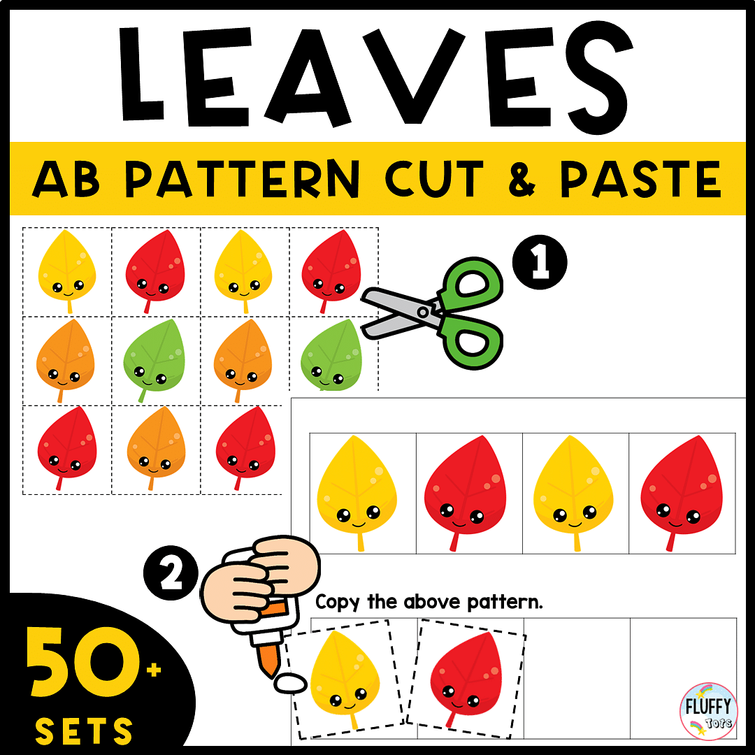 Exciting Fall Leaves Pattern Printables FREE 2 ABAB Pattern FluffyTots