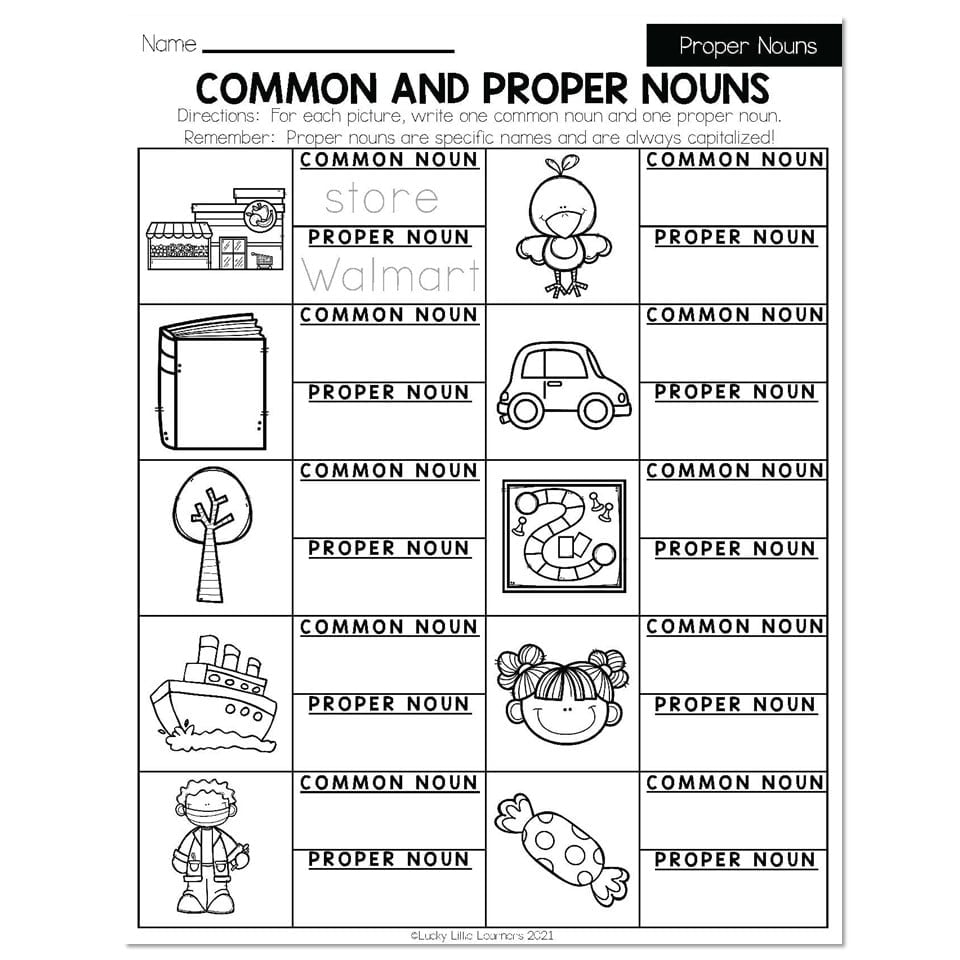 Free Printable Worksheet Common And Proper Noun
