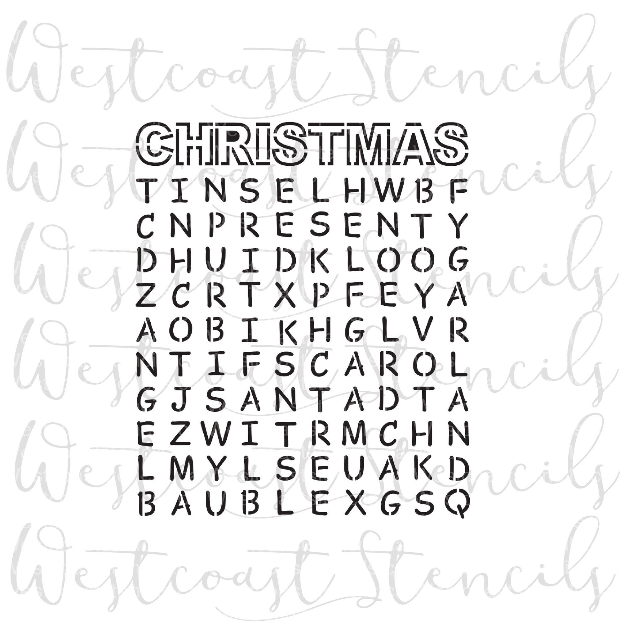 Fast Shipping Christmas Word Search Stencil PYO Stencil Christmas Stencil Word Search Stencil Christmas Cookie Stencil Etsy