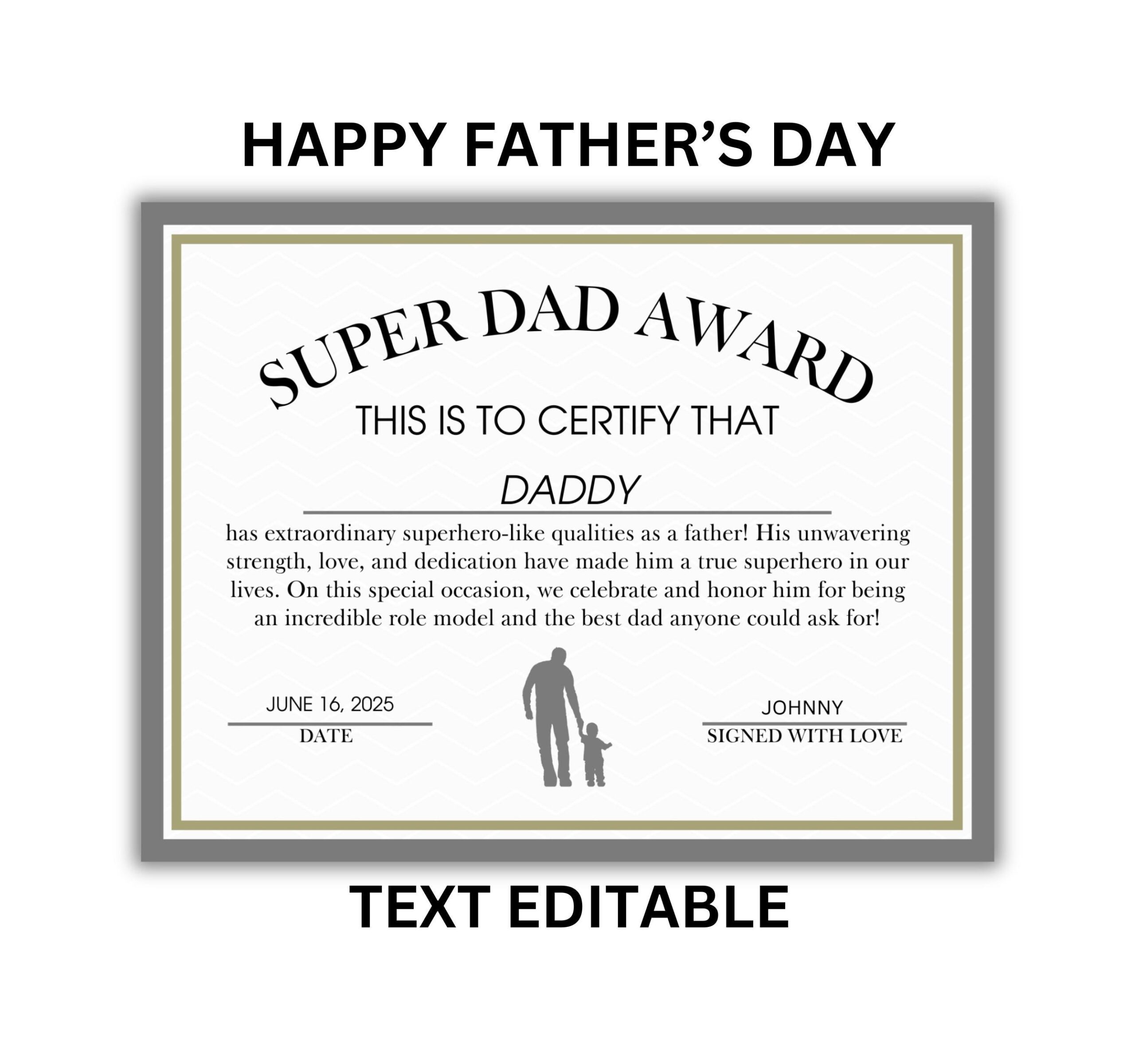 FATHER S DAY AWARD Certificate Celebrate Dad s Superpowers With A Personalized Tribute Perfect Father s Day Gift World s Greatest Dad Etsy