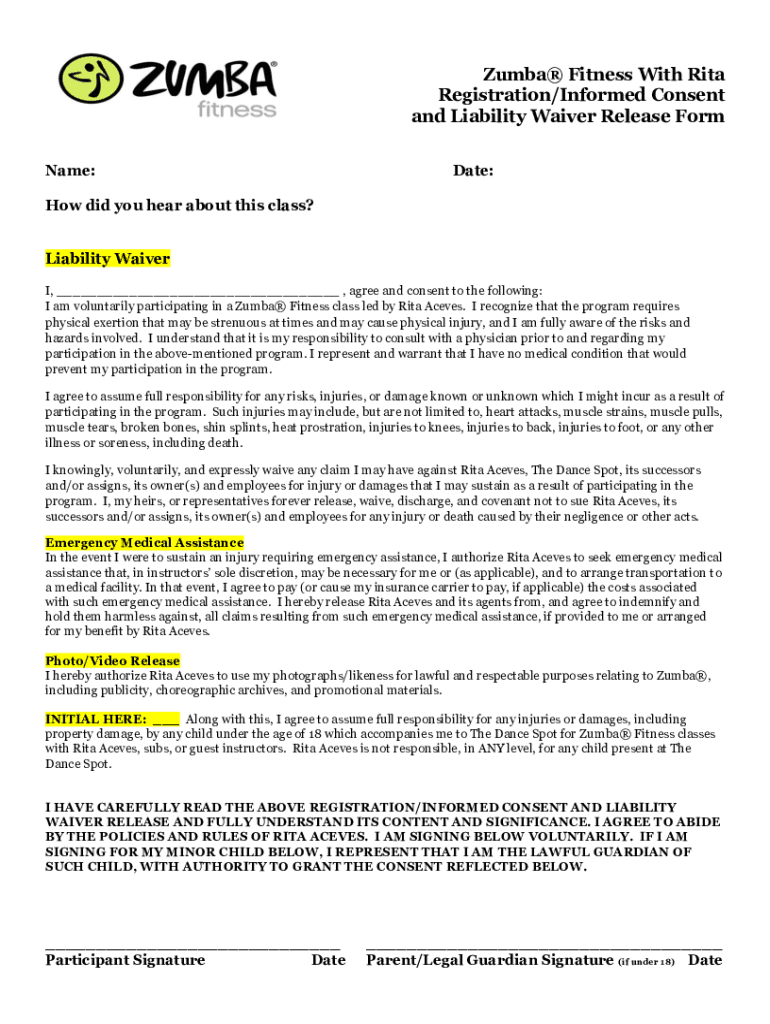Fillable Online Fitness Liability Waiver Release Fax Email Print PdfFiller