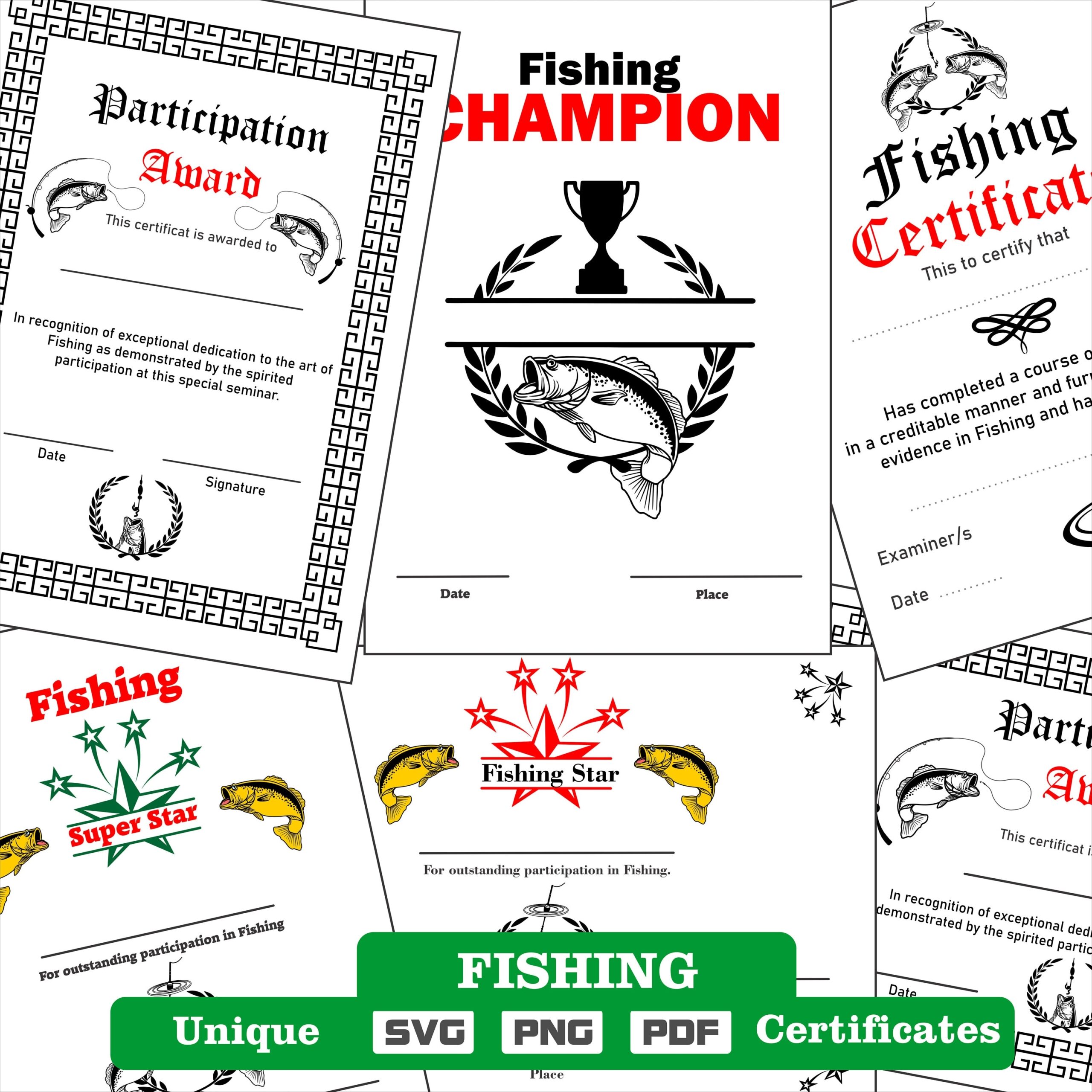 Fishing Certificate Etsy
