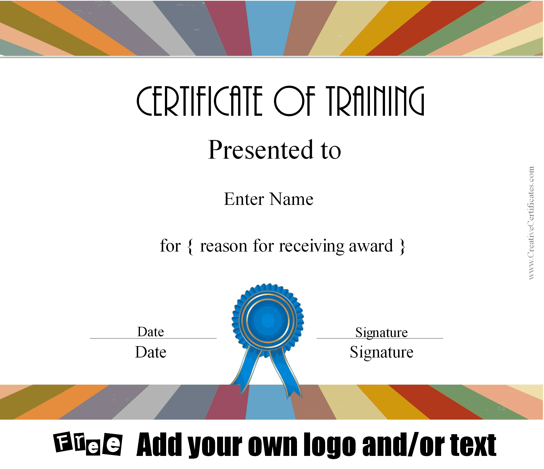 Free Certificate Of Training Template Customizable