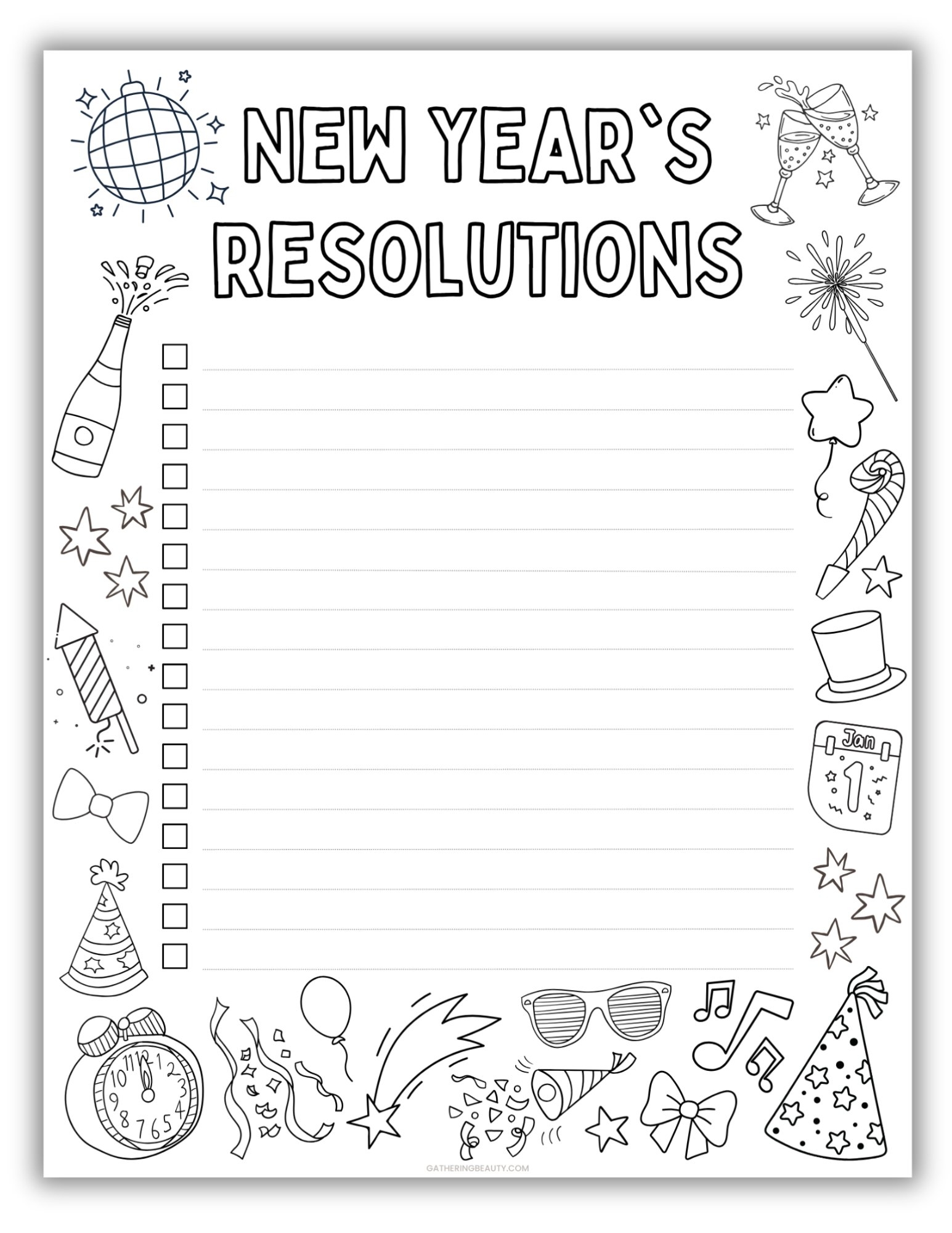 Free Printable New Year Resolution Template