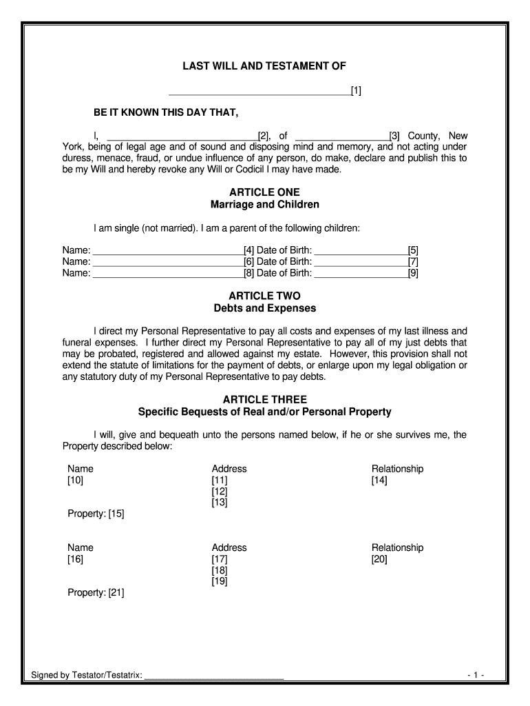 Free Ny Will Template Fill Out Sign Online DocHub Worksheets Library
