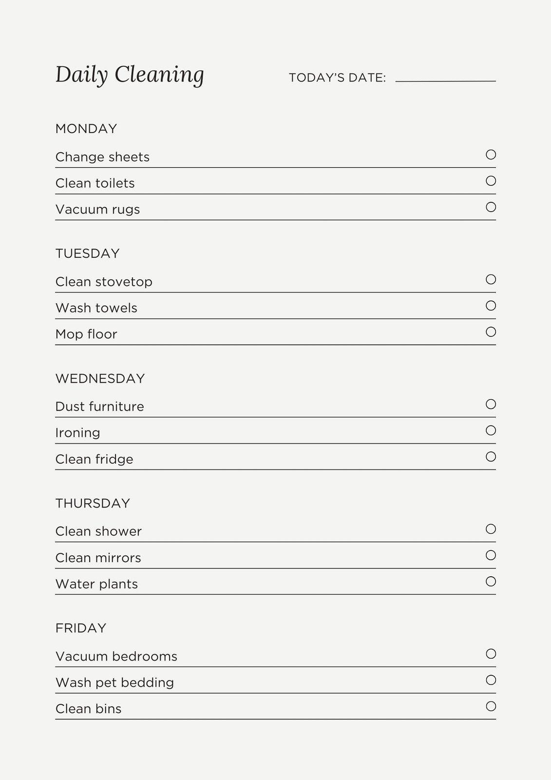 Free Printable Cleaning Checklist Templates Canva