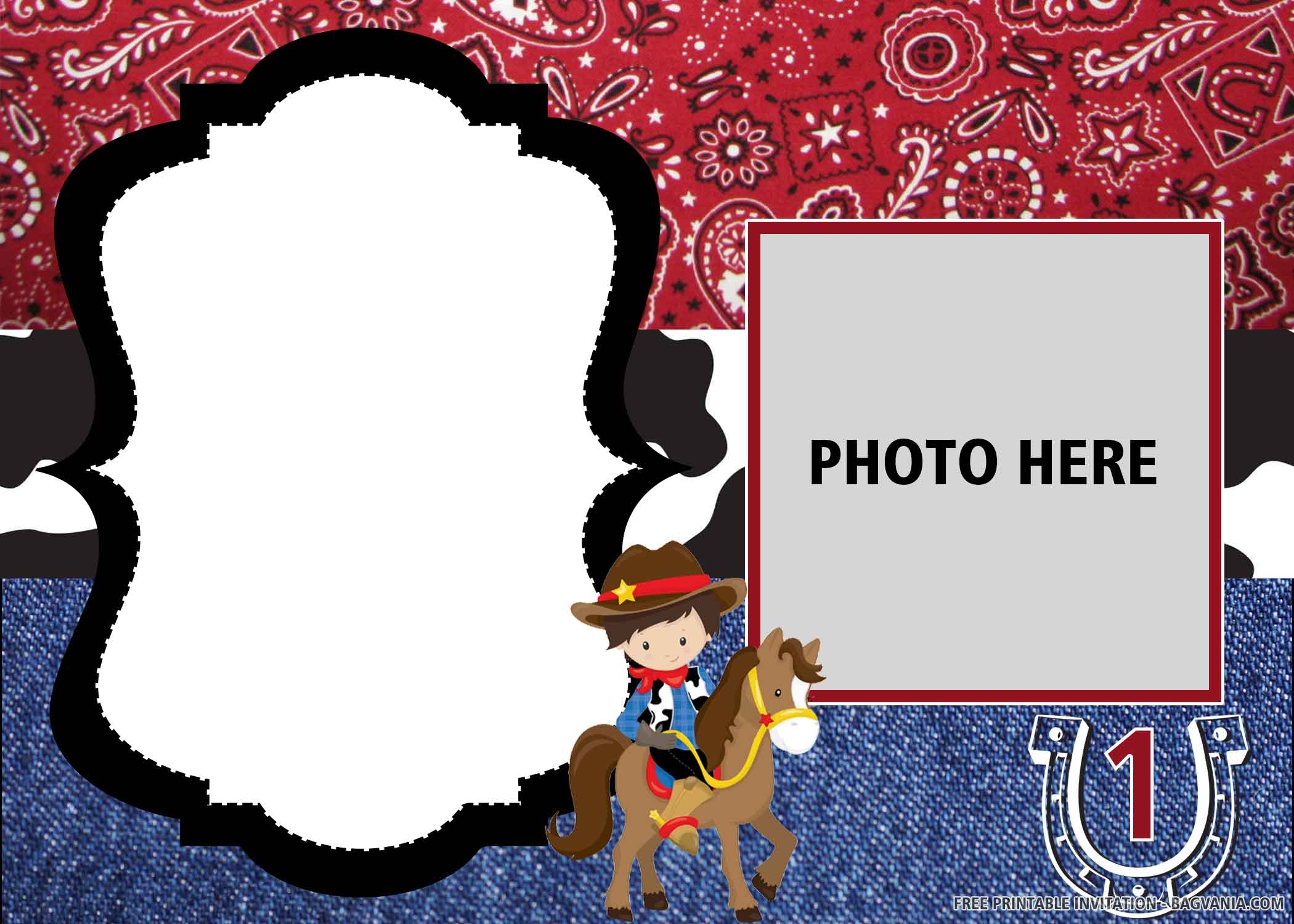 FREE PRINTABLE Little Cowboy Birthday Invitation Templates