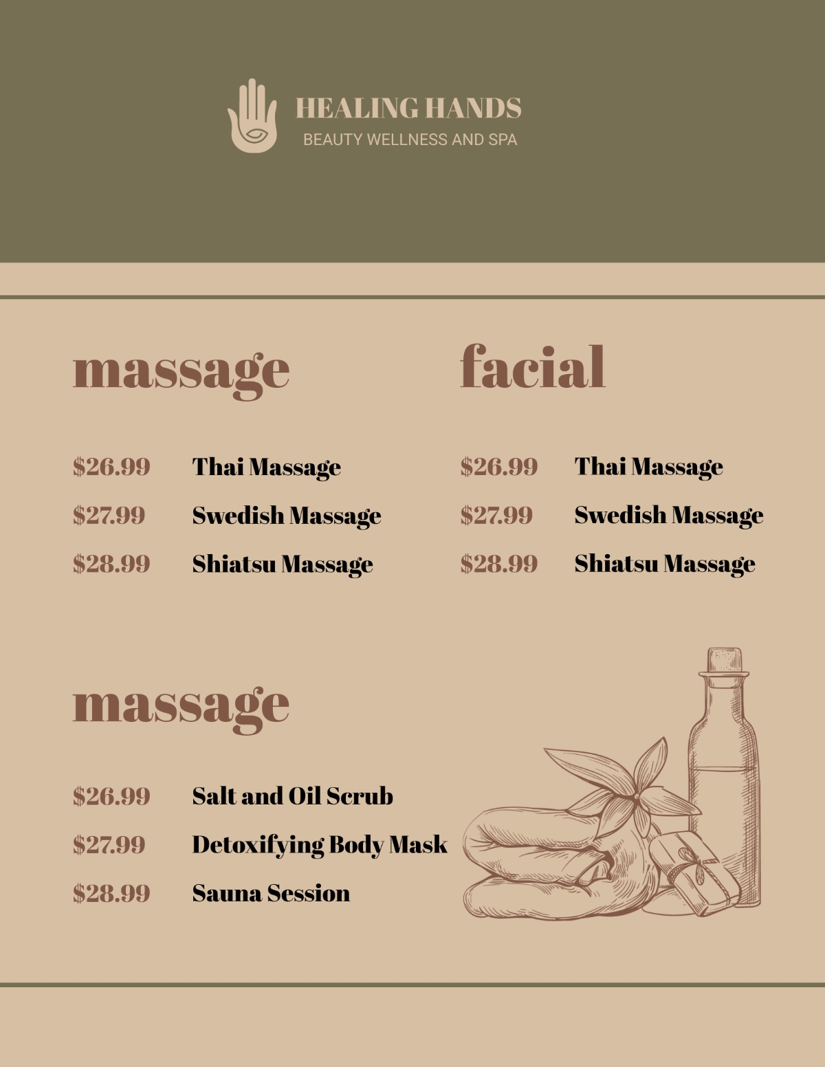 Free Salon Menu Templates Editable And Printable