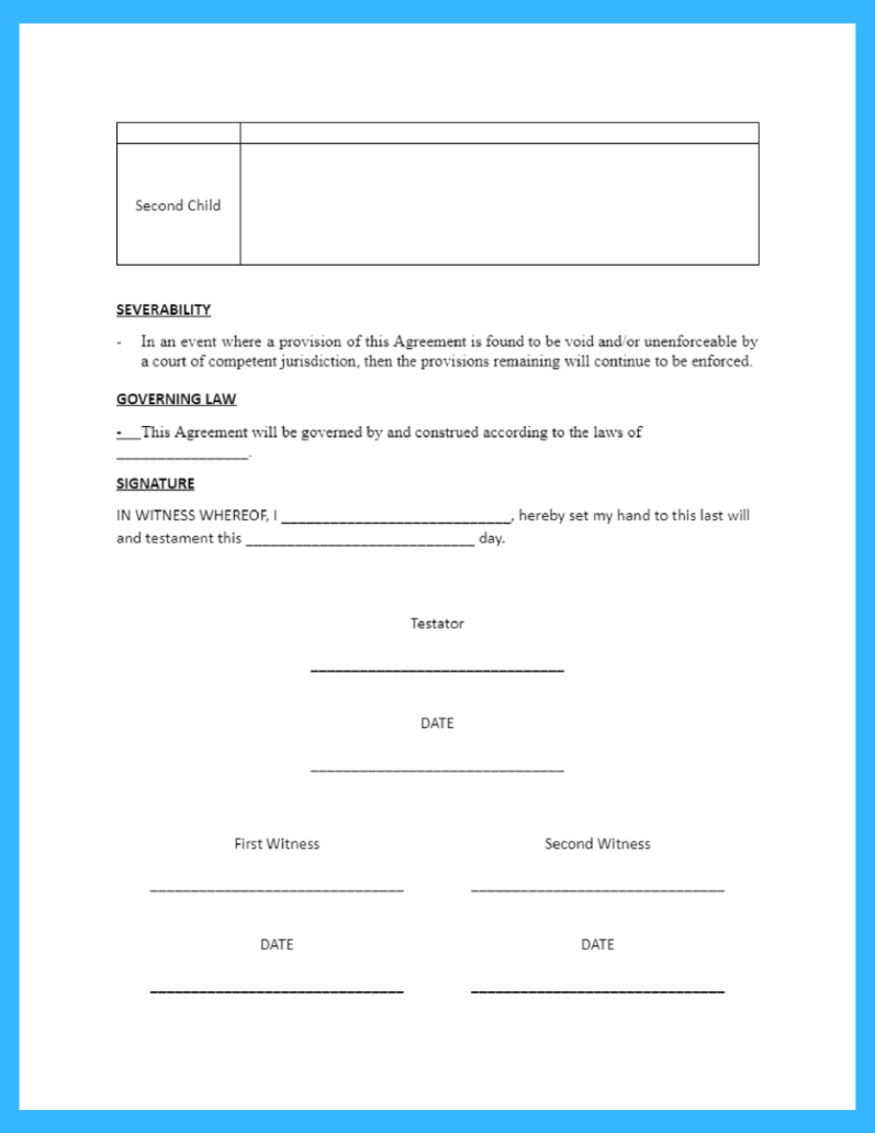 Free Template For Last Will And Testament For Download