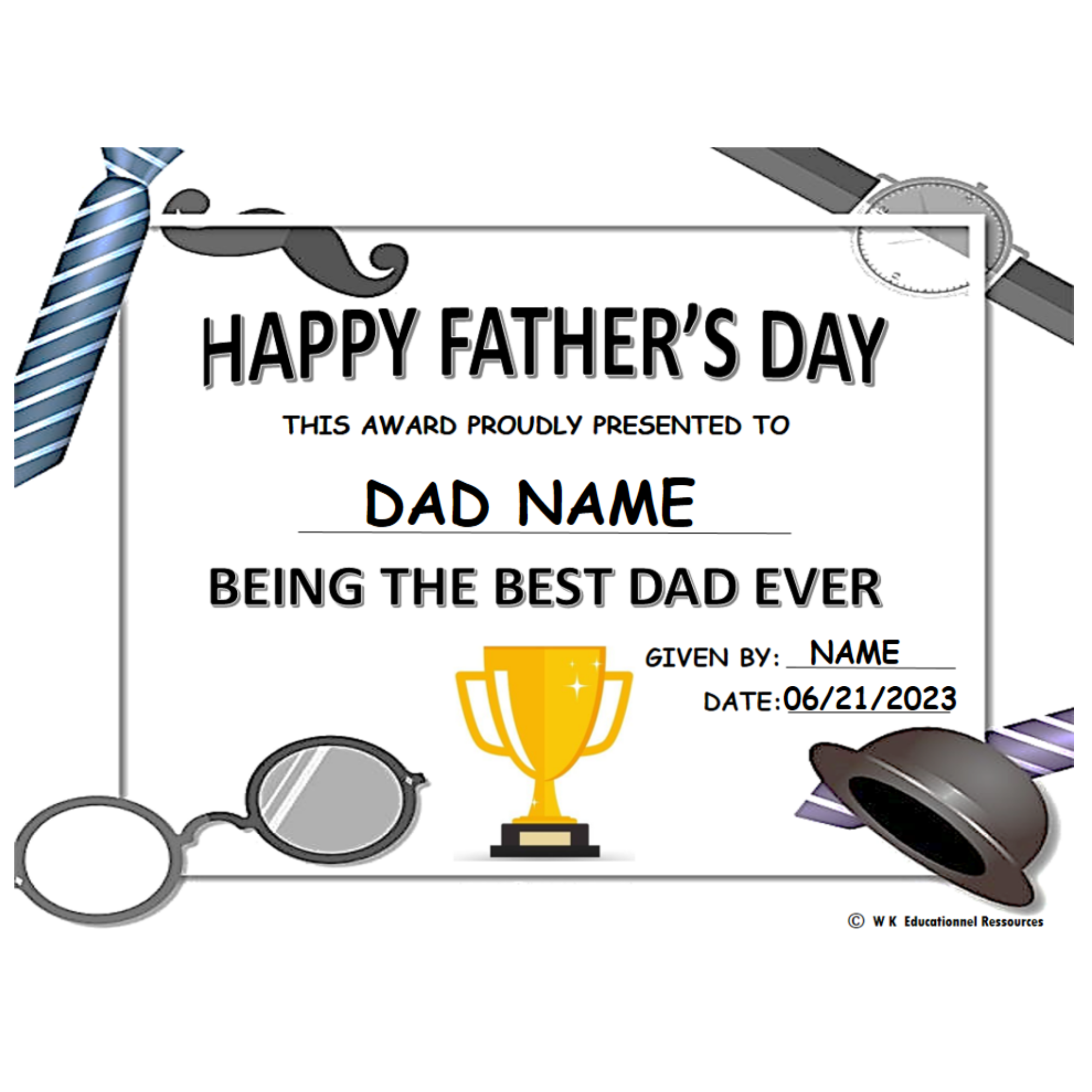 Freebie Father s Day Awards Certificates Editable Made By Teachers