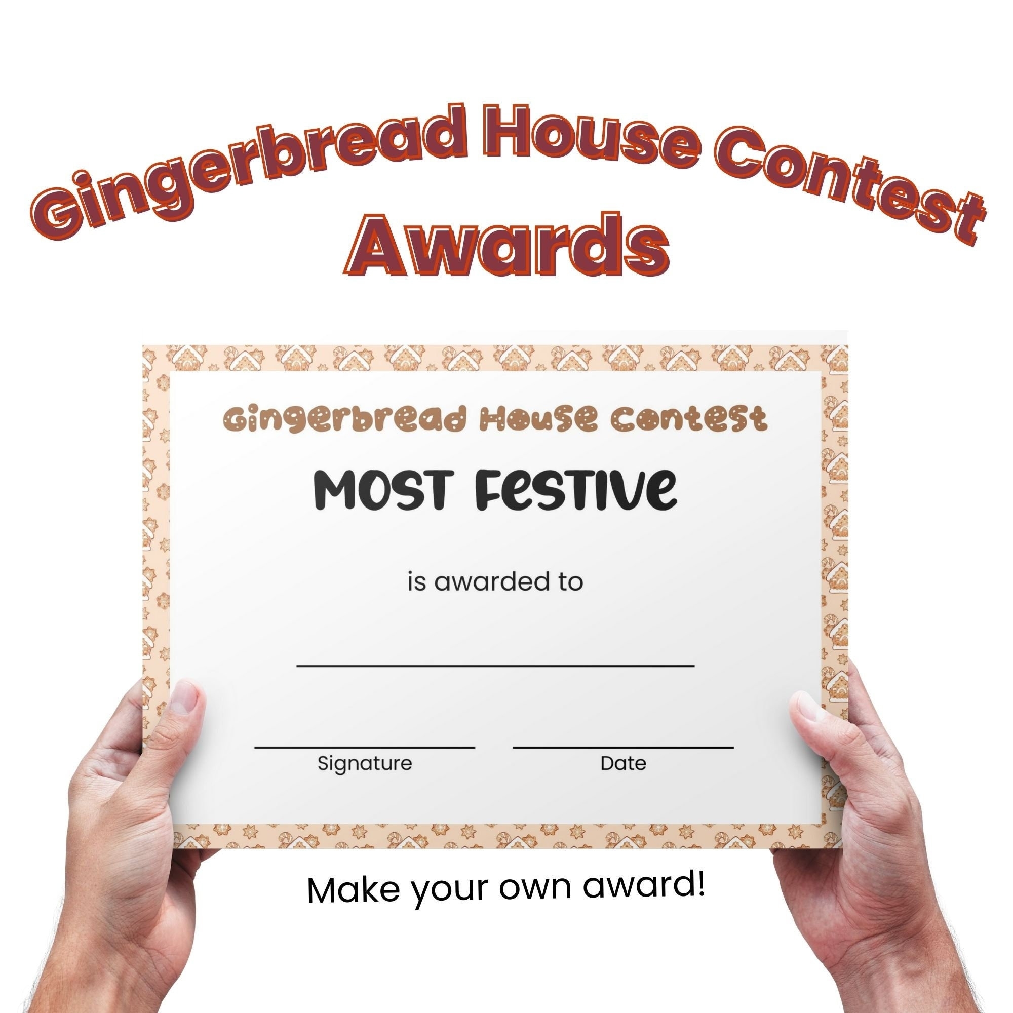 Gingerbread House Contest Awards Award Certificates Editable Template For Gingerbread House Decorating Party Fun Christmas Competition Etsy