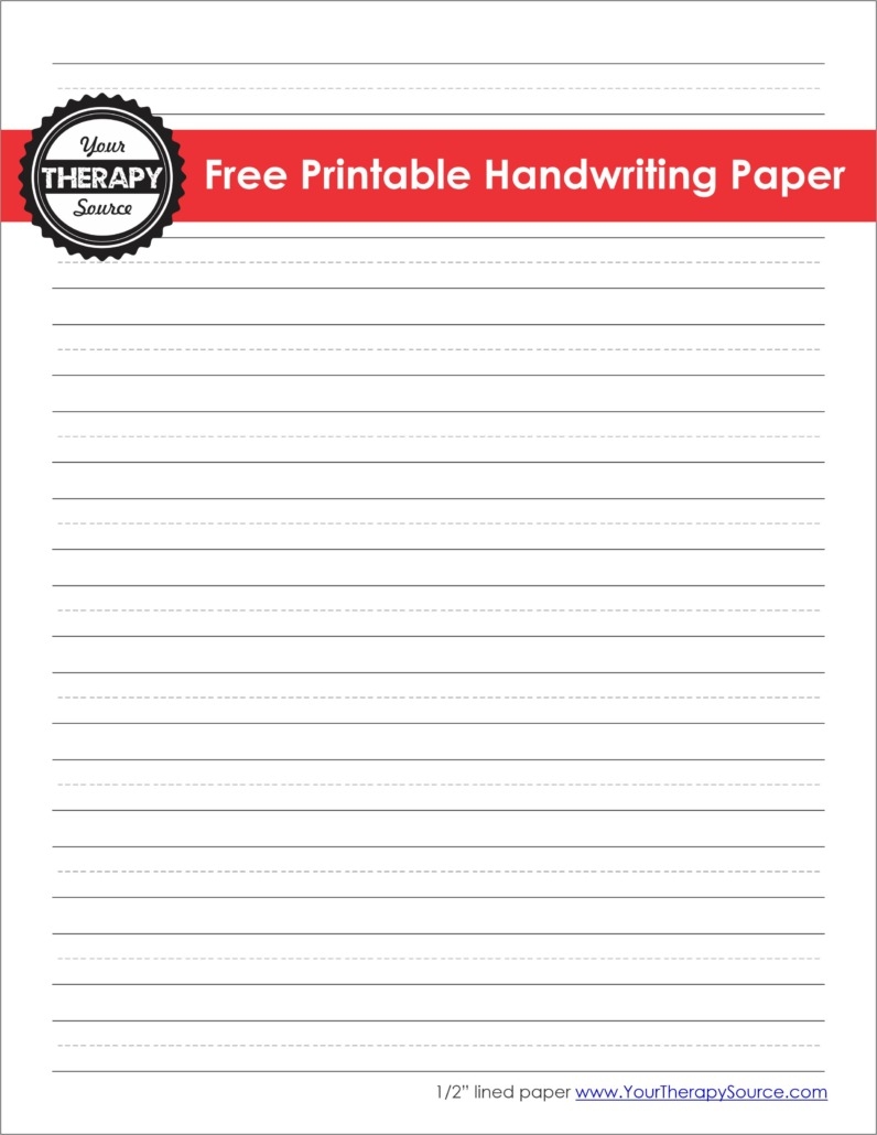 Handwriting Paper Printable FREE Your Therapy Source