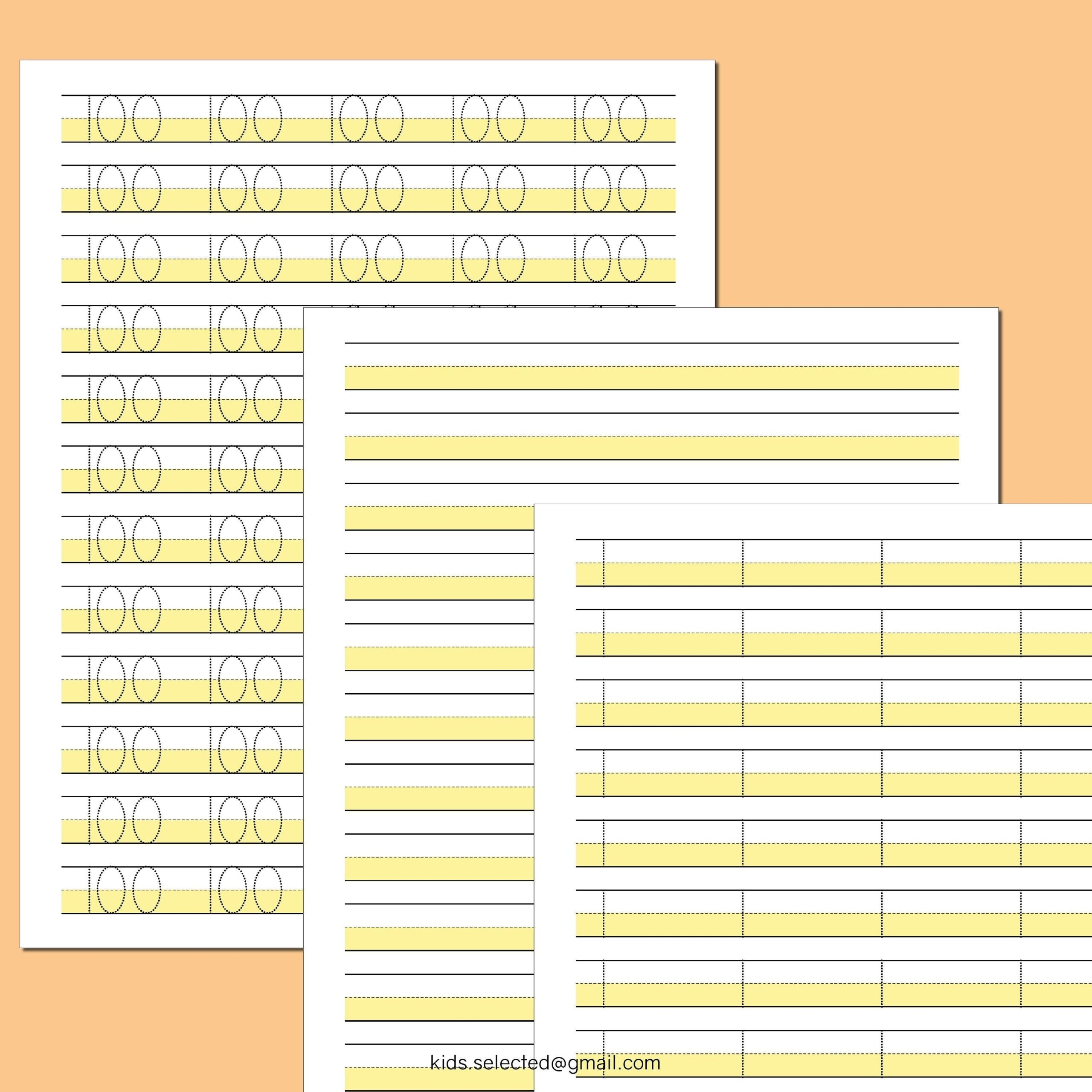 Handwriting Practice Sheet Highlighted Paper Yellow Lines Tracing Worksheets Library