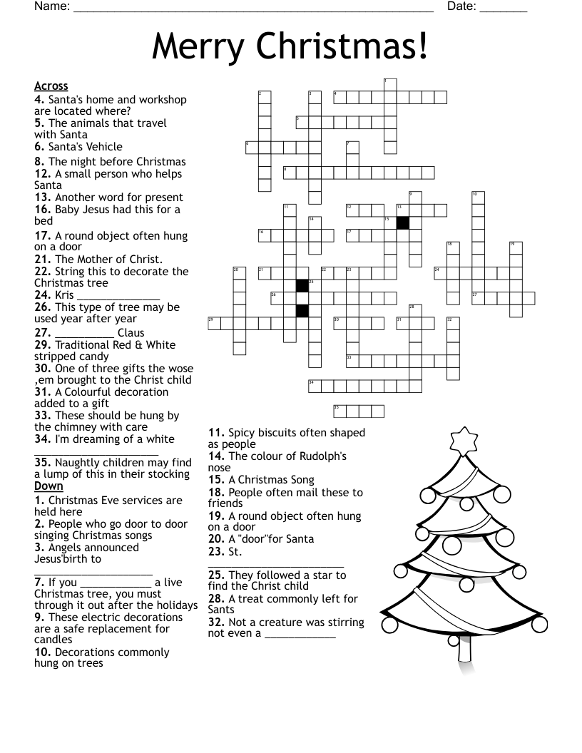 Free Printable Christmas Crossword Puzzles