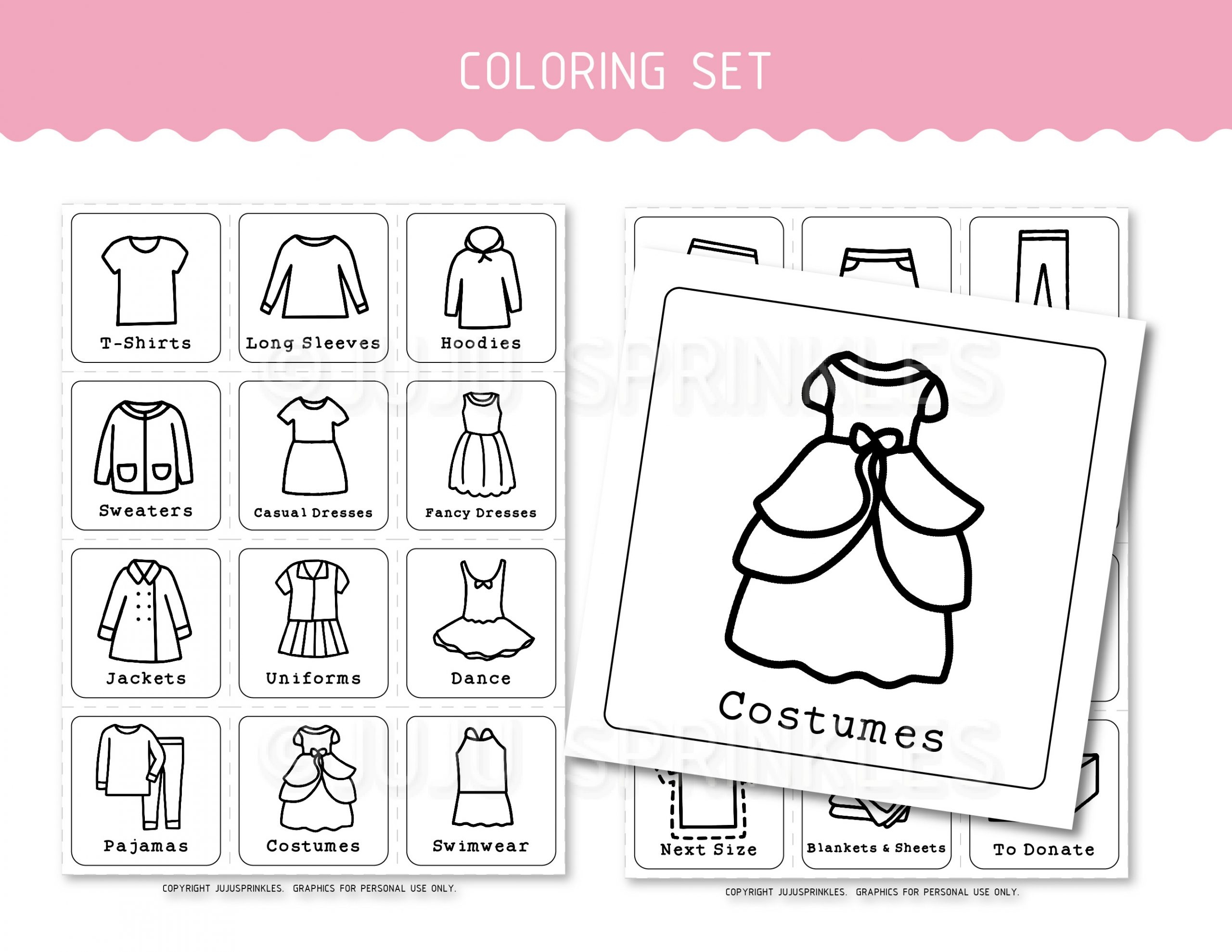 Kids Closet Organizational Labels Printable Girls Juju Sprinkles