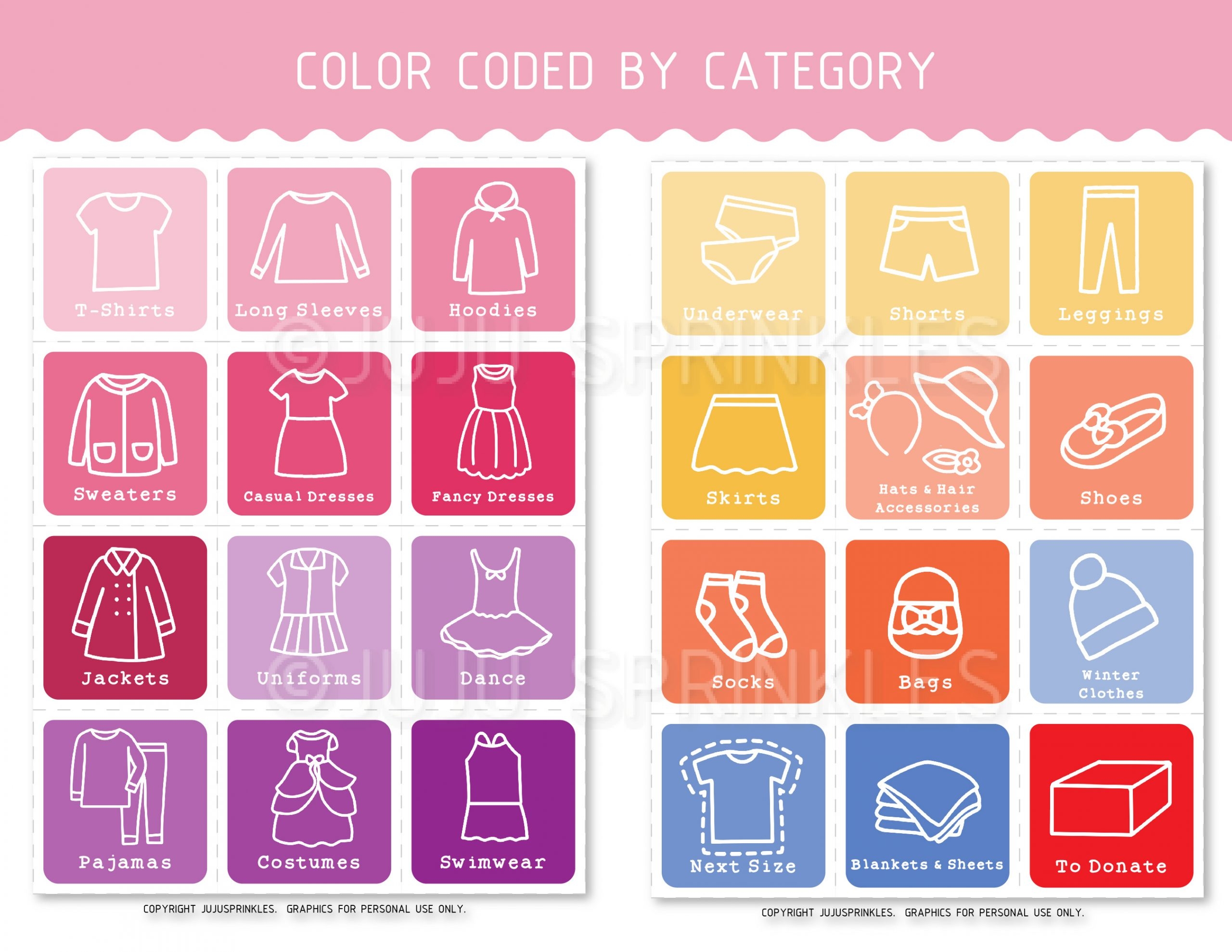 Kids Closet Organizational Labels Printable Girls Juju Sprinkles