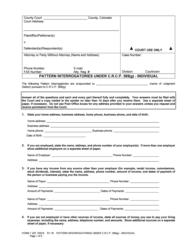 King County Pattern Interrogatories