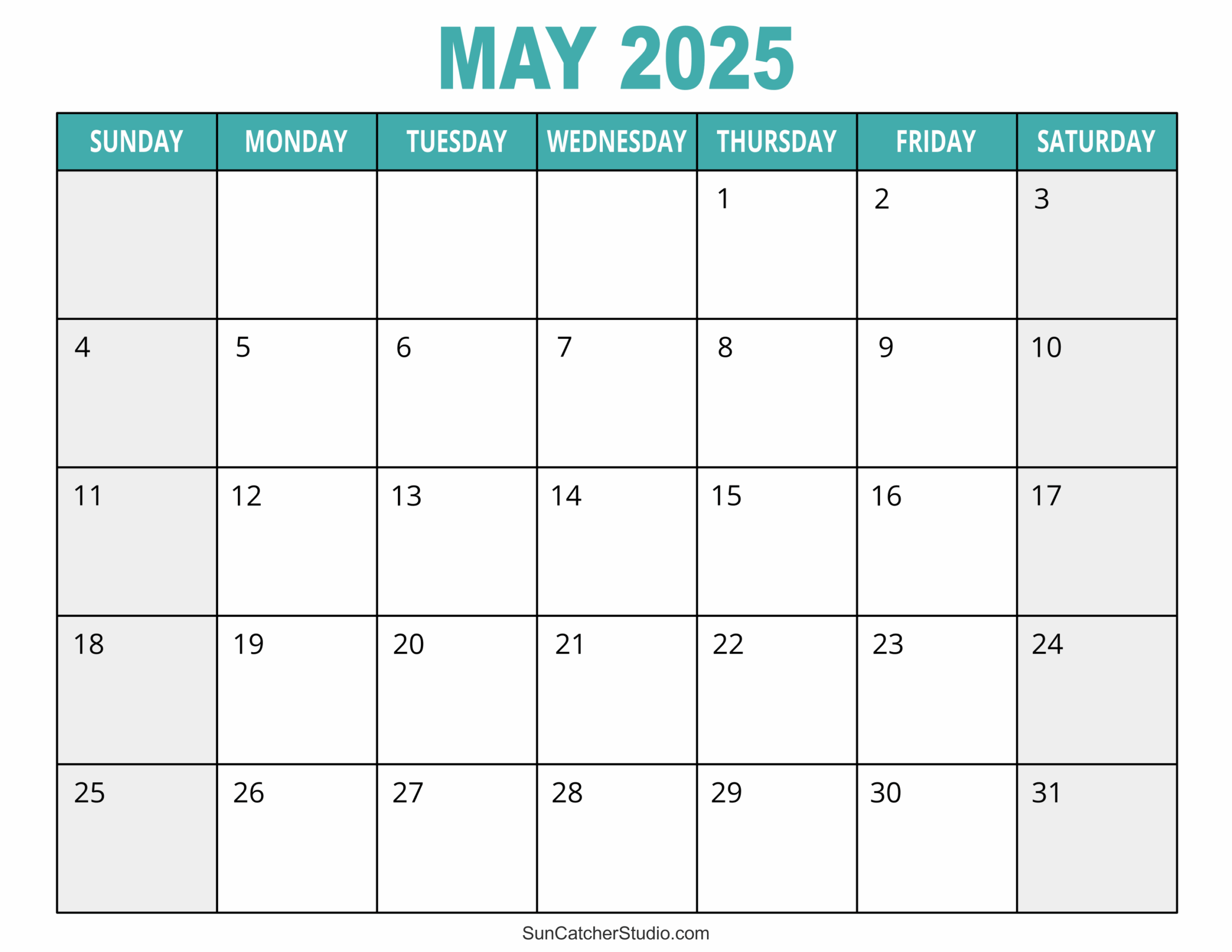Free Monthly Printable Calendar 2025