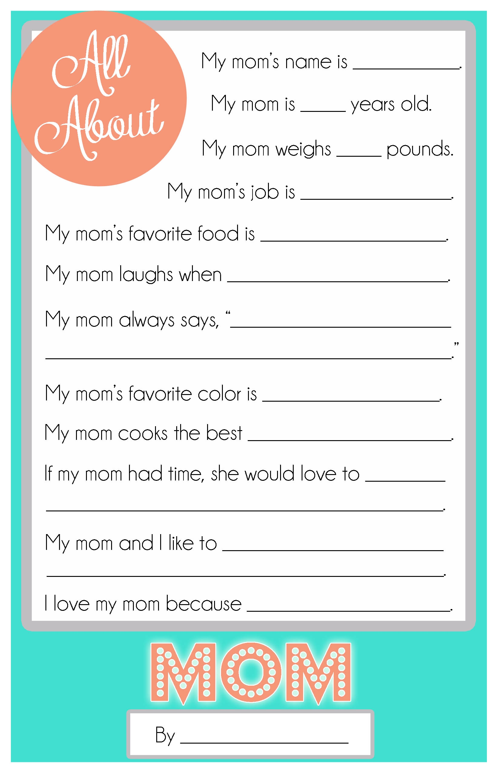 Mother s Day Questionnaire A FREE Printable For The Kids Cupcake Diaries