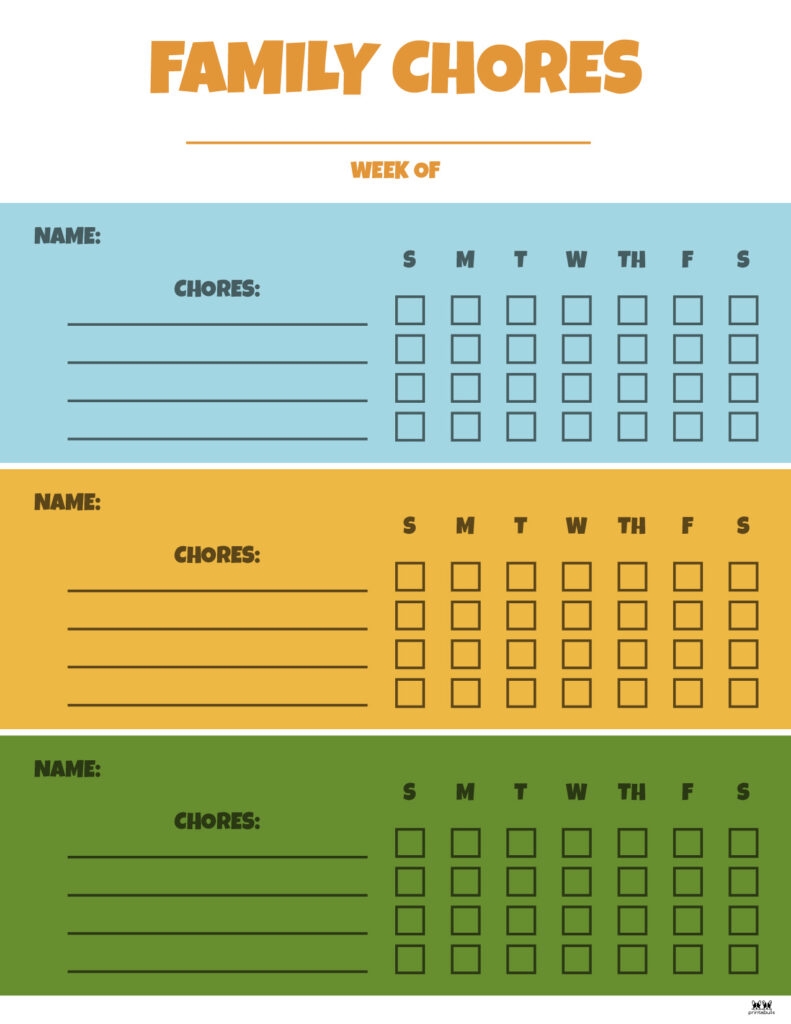 Printable Calendar For Chores For 4 People