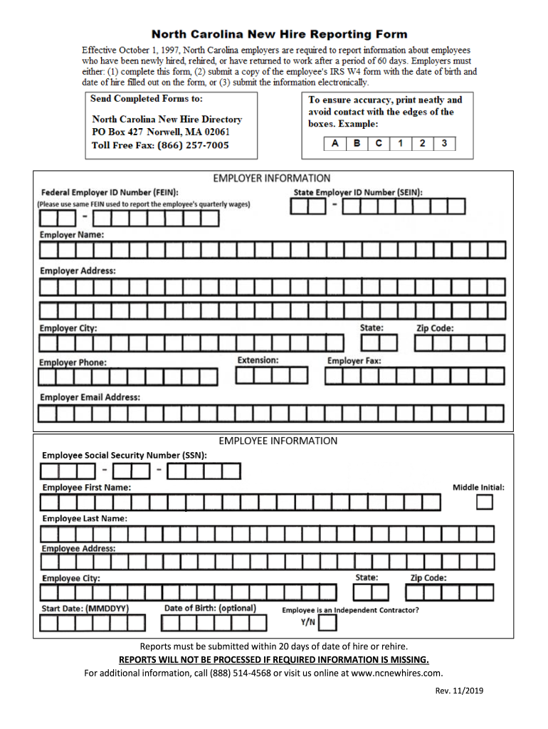 Nc New Hire Reporting Form Fill Online Printable Fillable Blank PdfFiller