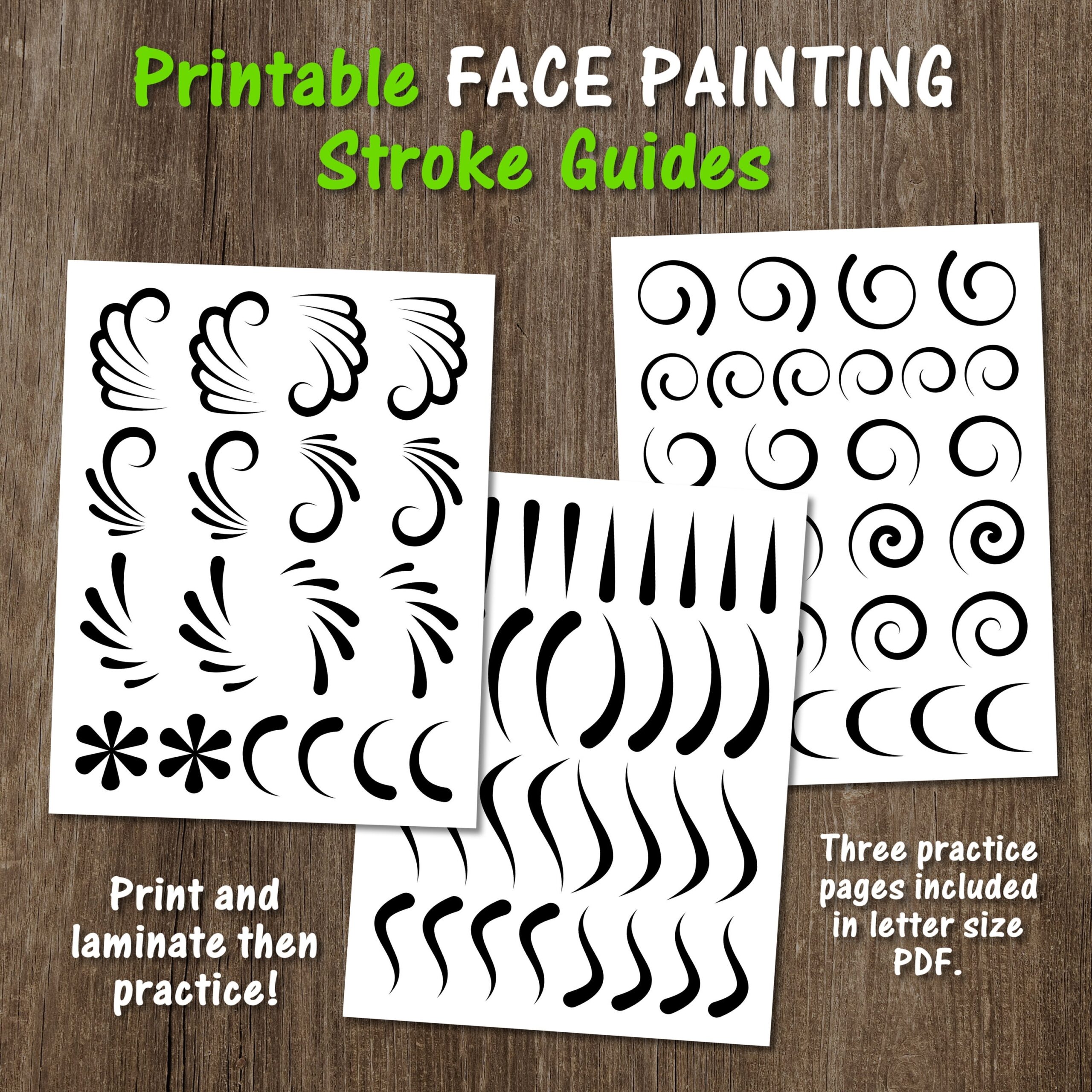 Printable Face Paint Practice Guides Face Paint Practice Board Face Paint Line Work Practice Face Paint Practice Strokes Traceable Etsy